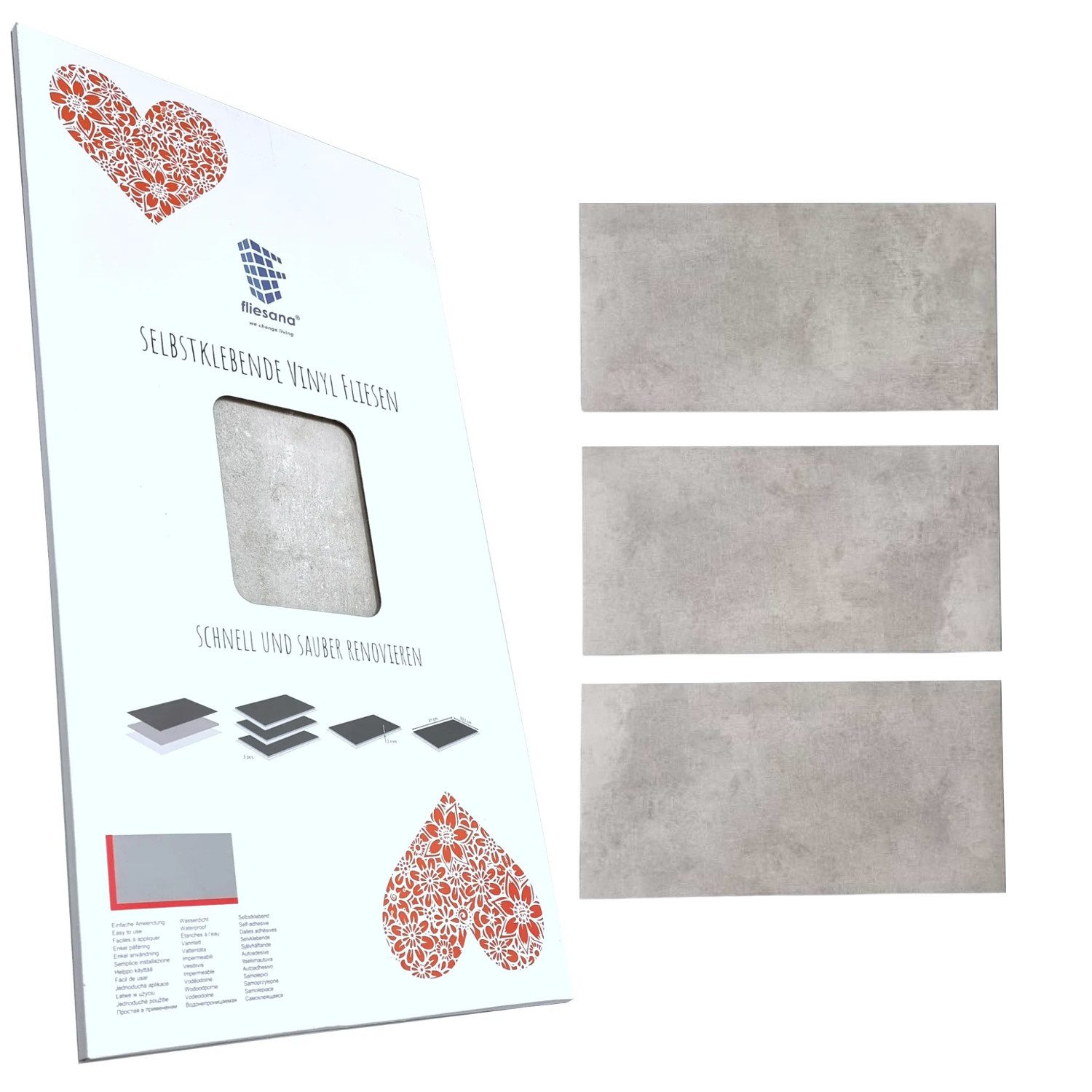 Fliesana Fliesenaufkleber, Selbstklebende Wandfliesen Bodenfliesen 3 günstig online kaufen