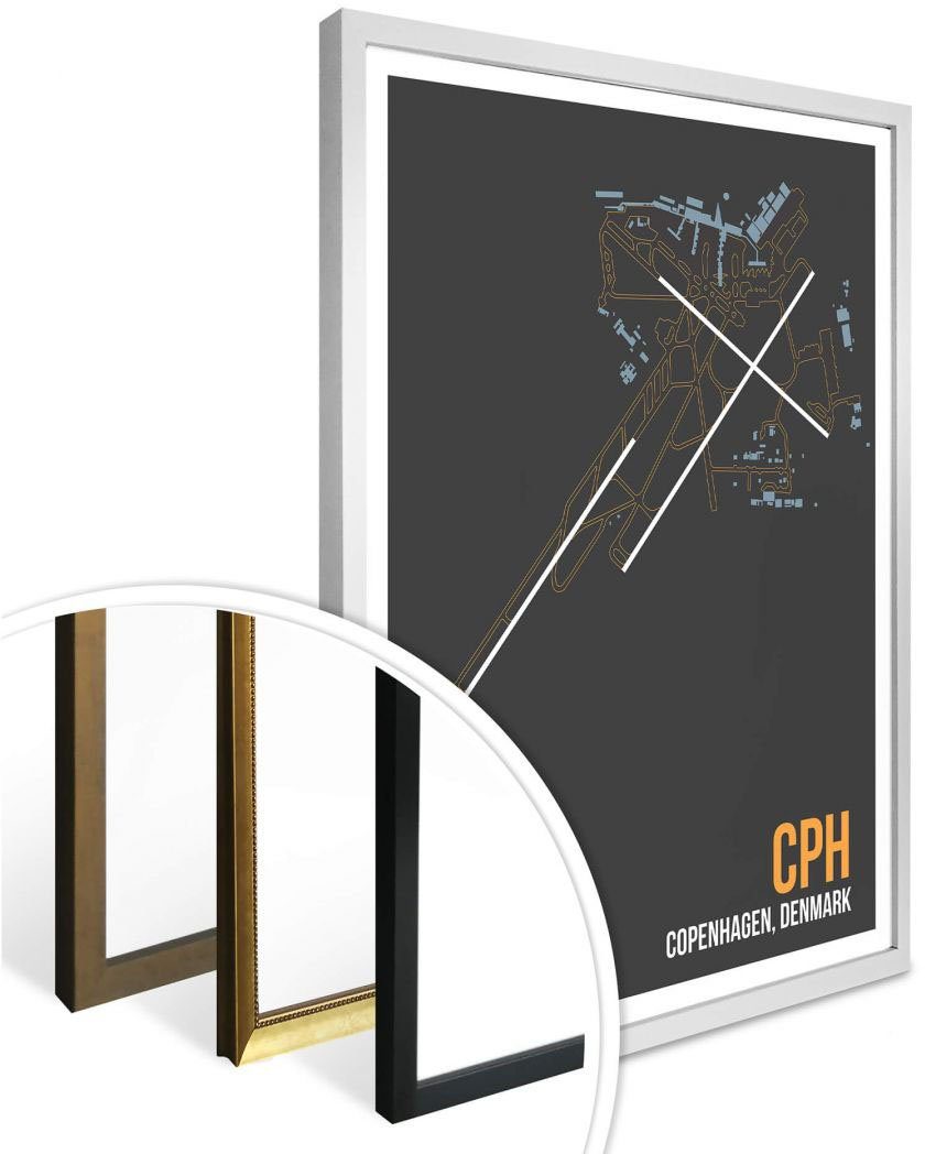 CPH Wandbild St), (1 Poster, Kopenhagen, Poster Grundriss Grundriss Wandposter Wall-Art Wandbild, Bild,