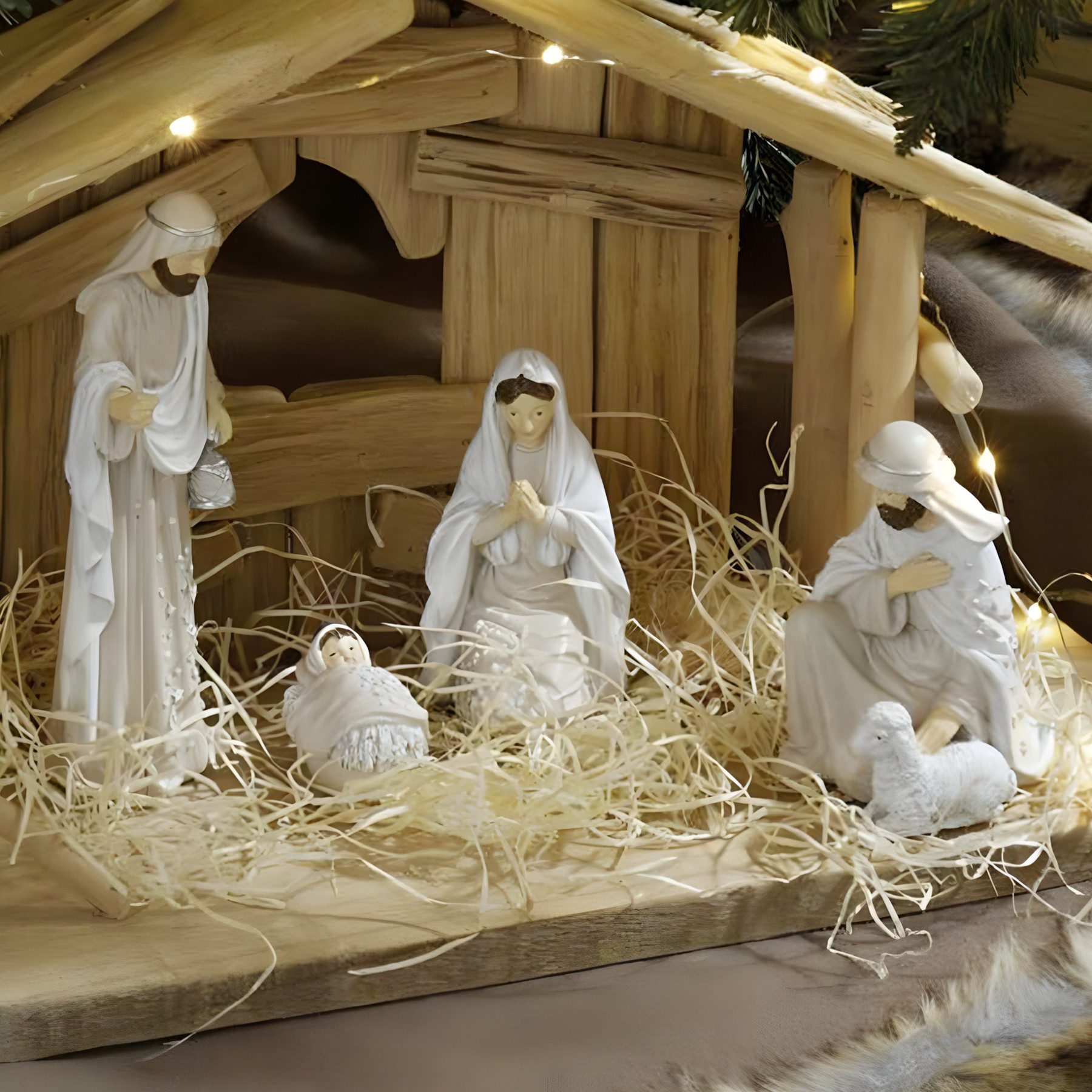 Dekoleidenschaft Krippenfigur "Heiligabend" Polyresin Weihnachtsfiguren 4-16 cm hoch, Weihnachtsdeko (4 St., im Set), Figuren für die Krippe