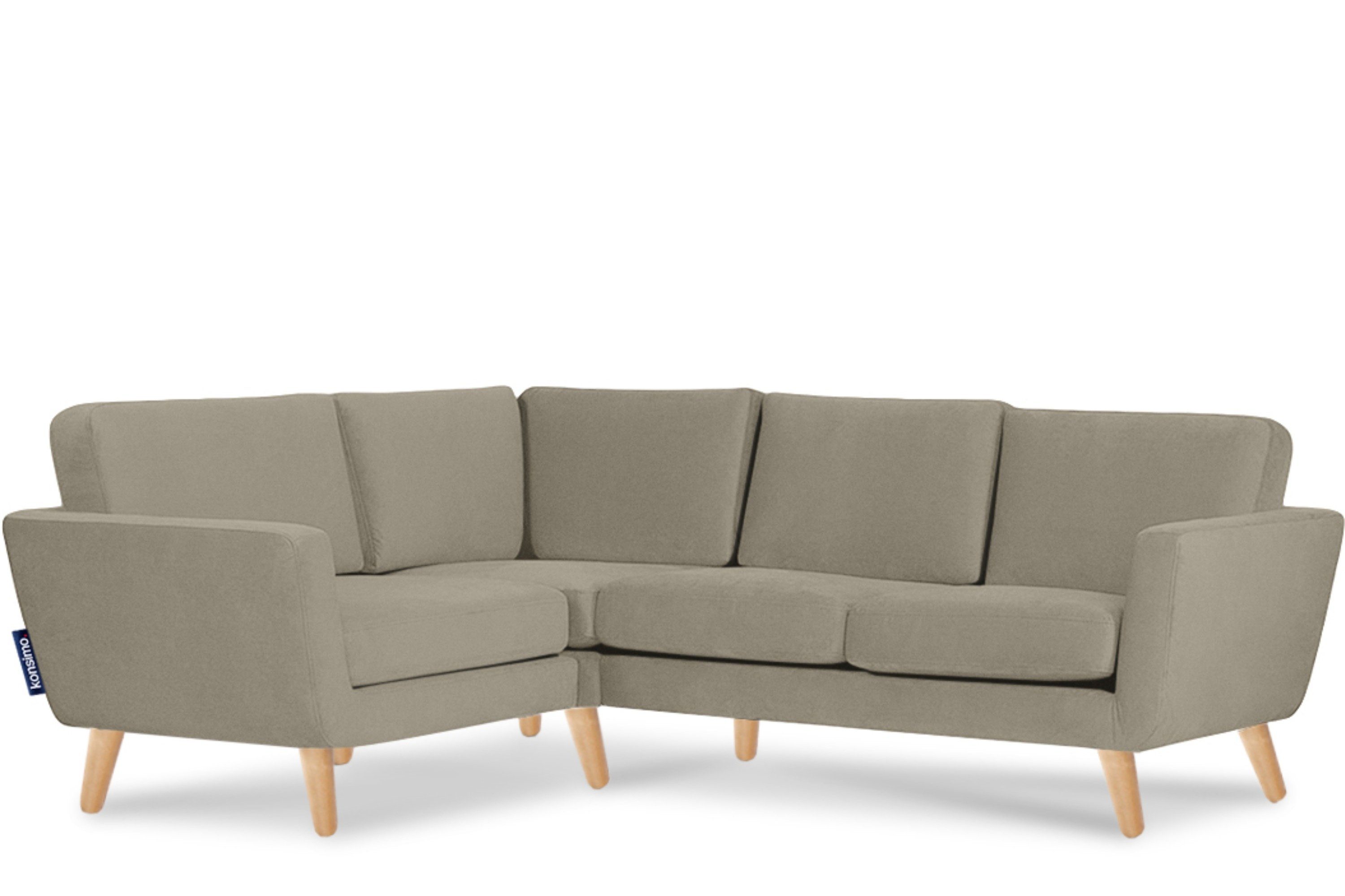 KONSIMO® Ecksofa TAGIO Linke Eckcouch, Scandi-Stil, mit Armlehnen, Made in Europe, Gestell aus Massivholz