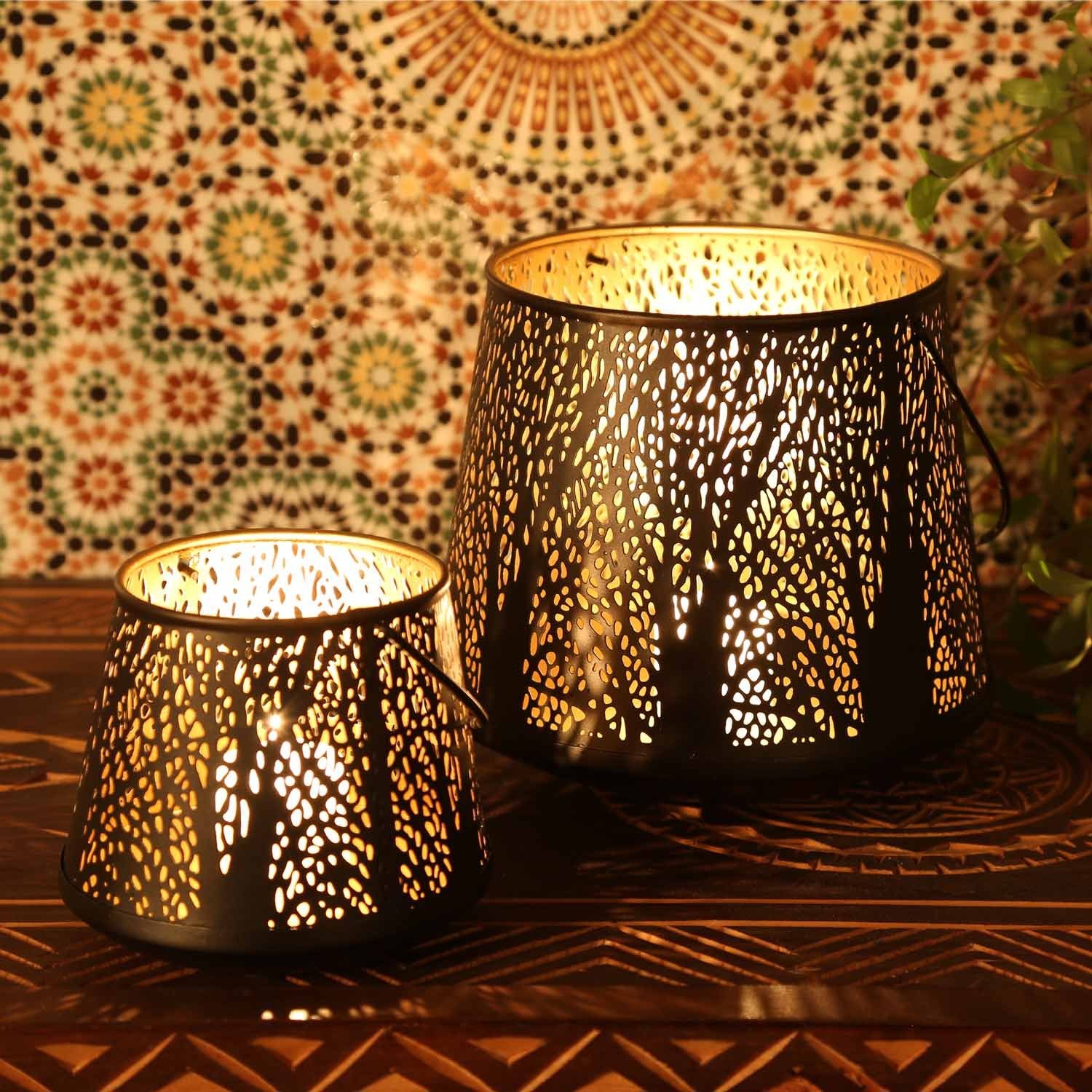 Windlicht Orientalisches Windlicht Como 2er Set mit Waldmotiv