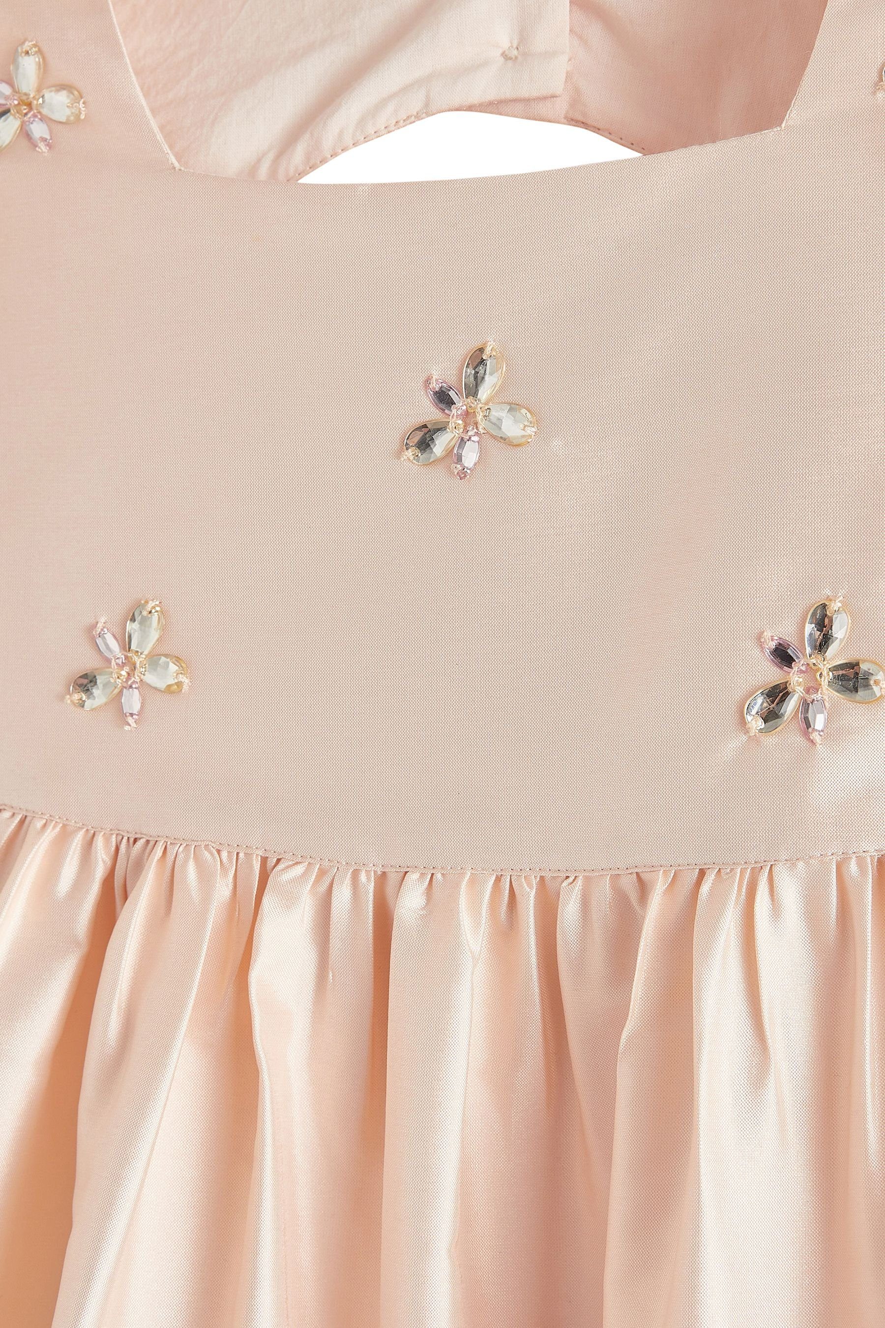 Next Tüllkleid Perlen Cream festliches Mit Kleid Taft (1-tlg) aus Oyster Ivory verziertes
