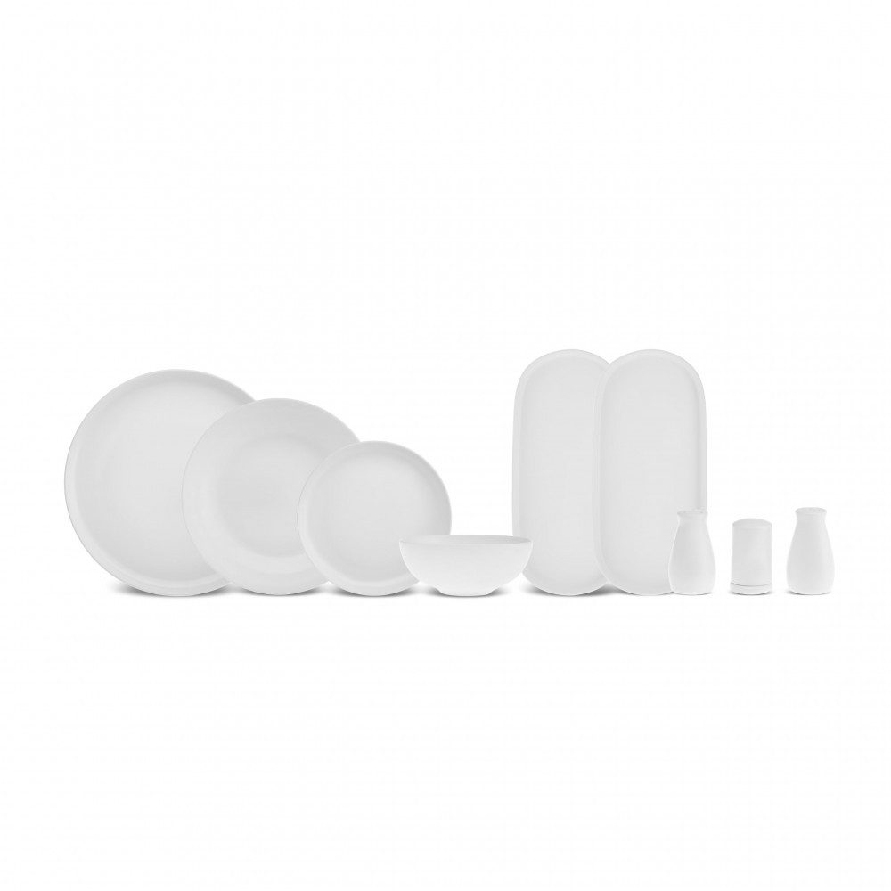 Karaca Geschirr-Set Streamline Favaro Geschirrset 53-tlg. 12 Personen, Weiß, 12 Personen, Bone China