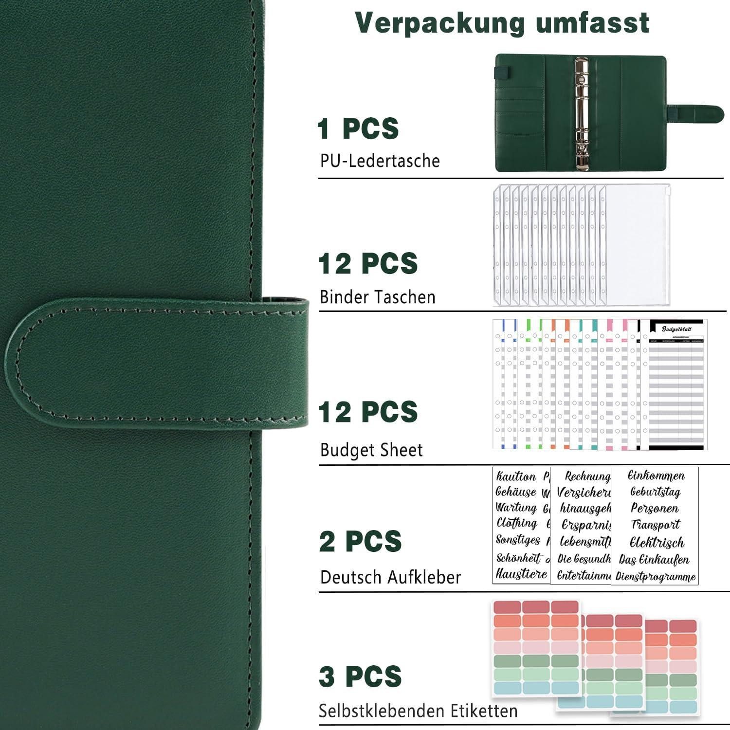 Thumbnail - KIHONI Notizheft A6 Binder Budget Planner Deutsch: Geld Organizer Sparbuch mit