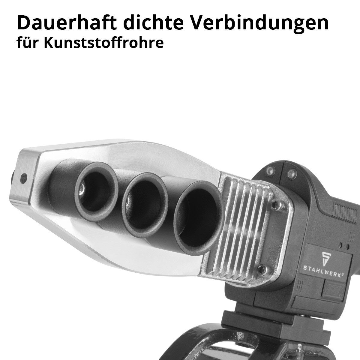 STAHLWERK Heißluftgebläse Muffenschweißgerät 800 W Kunststoffschweißgerät PR PVR Rohrschweißer, 800 in W, bis max. 300 °C, (Set, 5-tlg., Set), für stabile und langlebige Rohrverbindungen