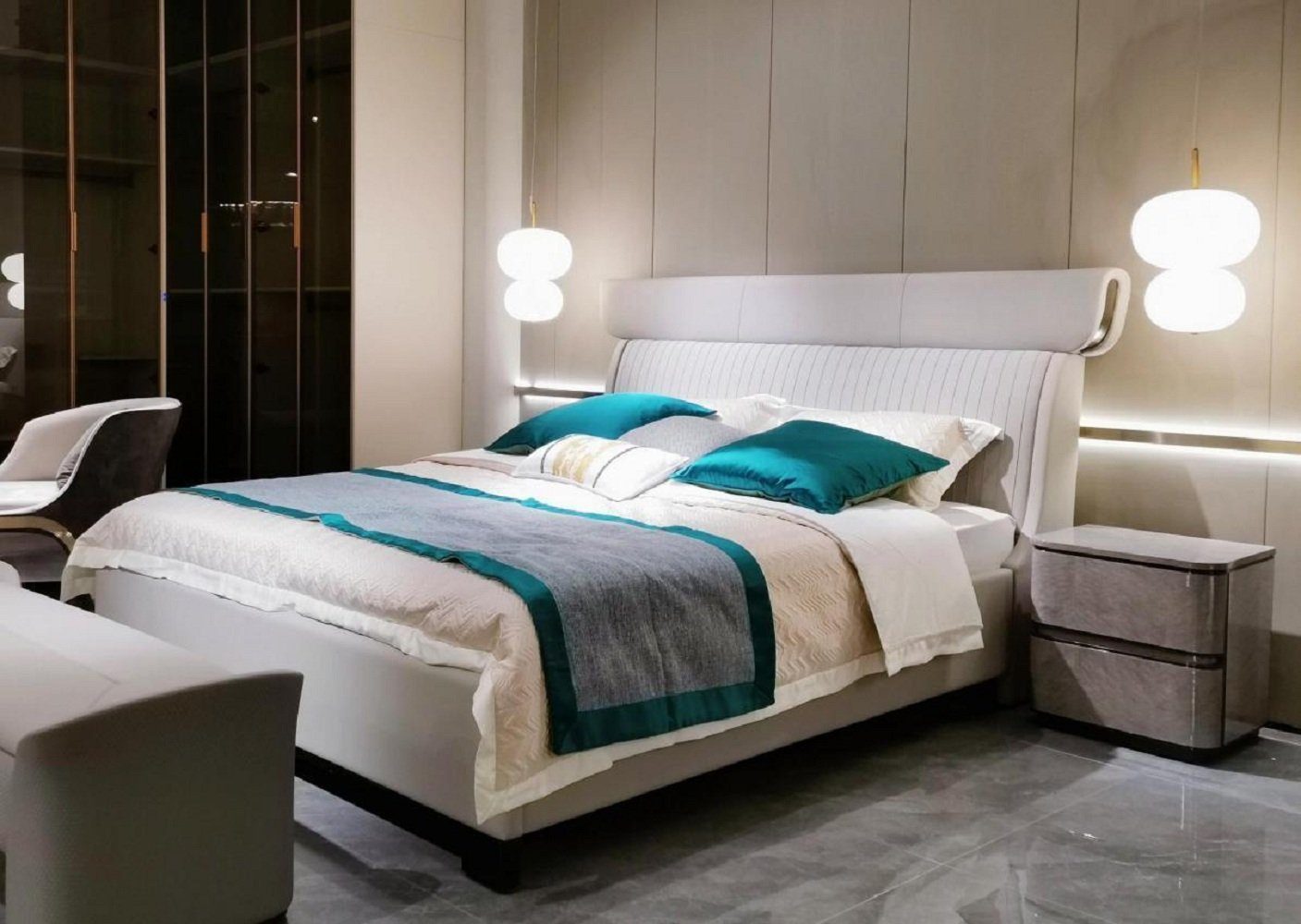 JVmoebel Bett Modernes Doppelbett Bett Schlafzimmer Möbel Bettrahmen Bettgestell (1-tlg., 1x Bett), Made in Europa