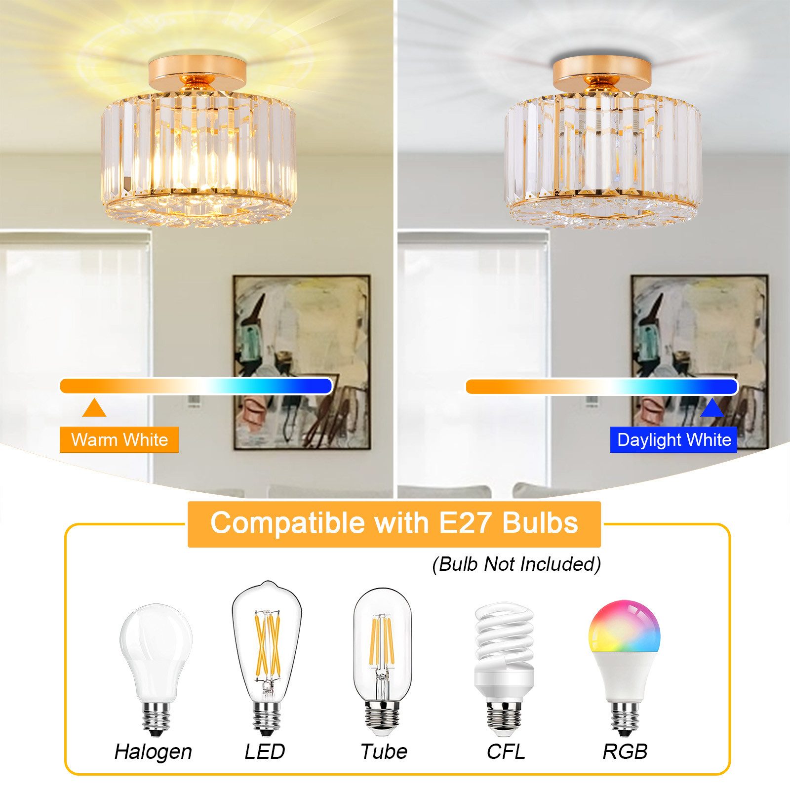 POPOLIC LED Deckenleuchte Moderner Kristalllüster, Deckenleuchte mit Glassc günstig online kaufen