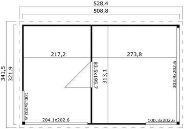 LASITA MAJA Gartenhaus DOMEO 3 SCHWEDENROT/ANTHRAZIT, BxT: 528,4x341,5 cm, (Set), Fundamentmass 5088 x 3219, Schwedenrot