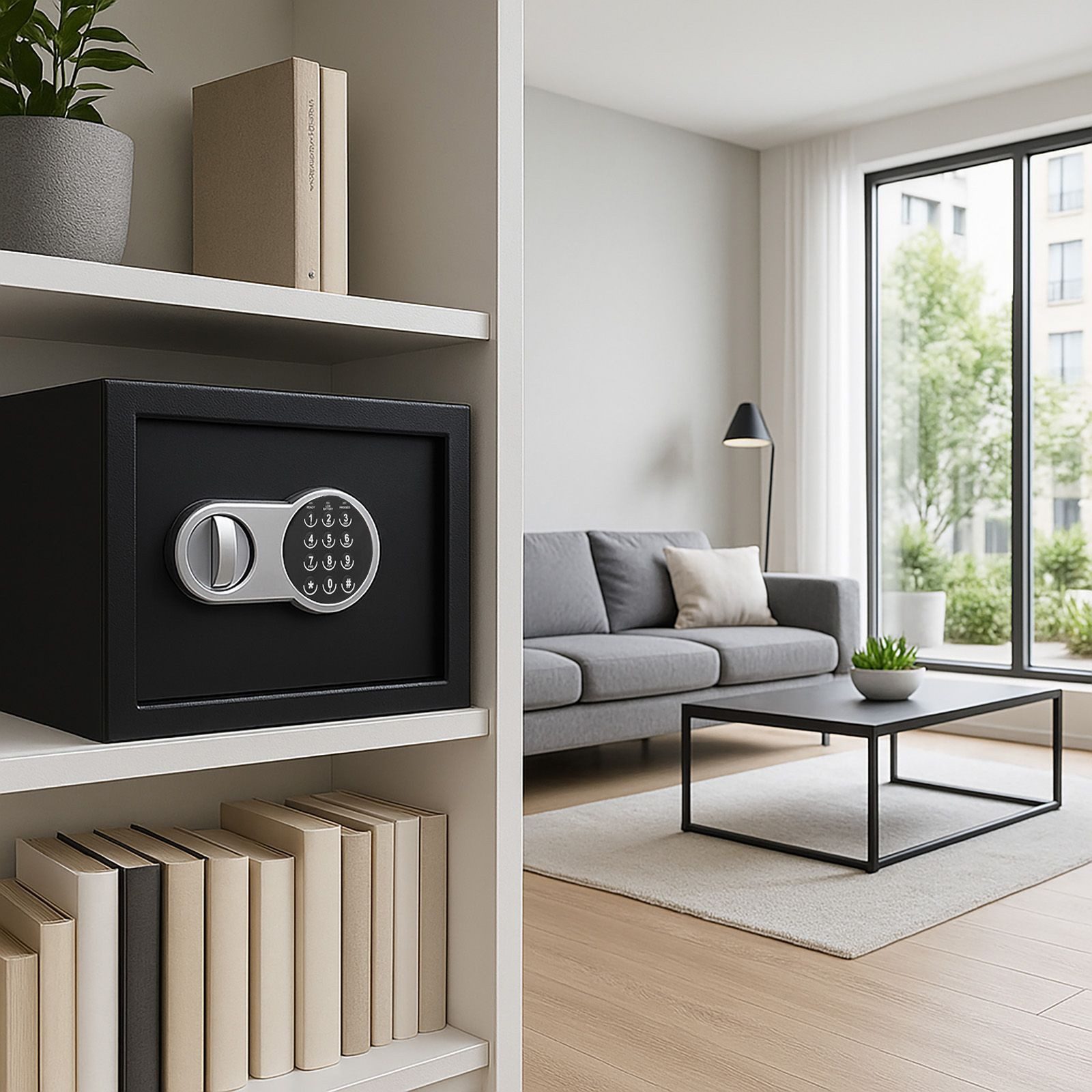 BURI Wandtresor LED Tresor 16L Elektronischer Wandtresor Zahlenschloss 25x35cm