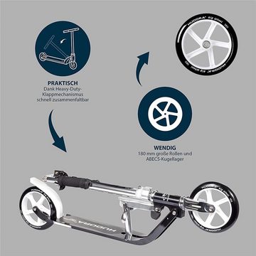 Hudora Scooter BigWheel 180, Schwarz, klappbar, höhenverstellbar