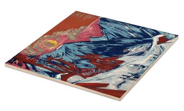 Posterlounge Holzbild Ernst Ludwig Kirchner, Wintermondnacht, Schlafzimmer Malerei