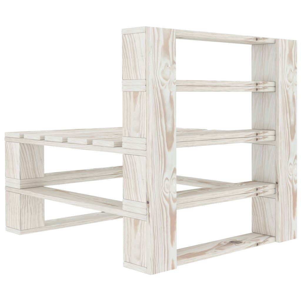 vidaXL Gartenbank Outdoor-Mittelsofa Paletten Holz Weiß (1-St)