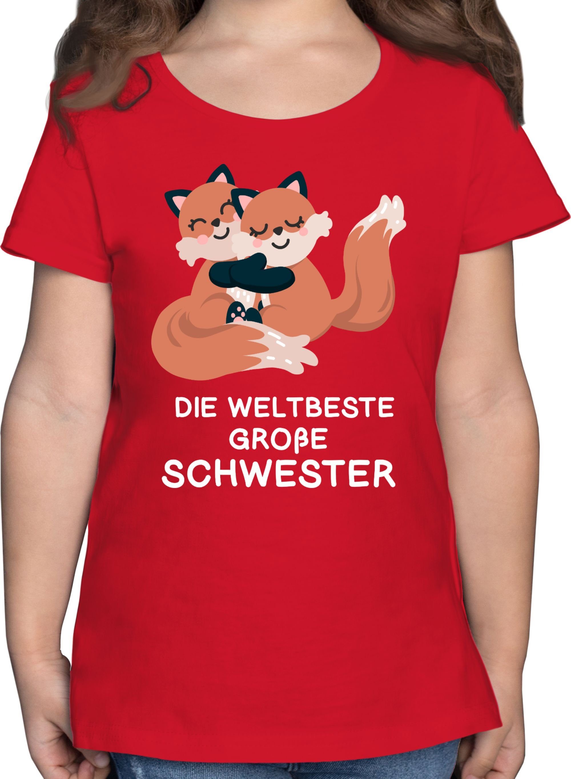 Shirtracer T-Shirt Weltbeste große Schwester - Fuchs Geschwister Bruder und Schwester 3 Rot