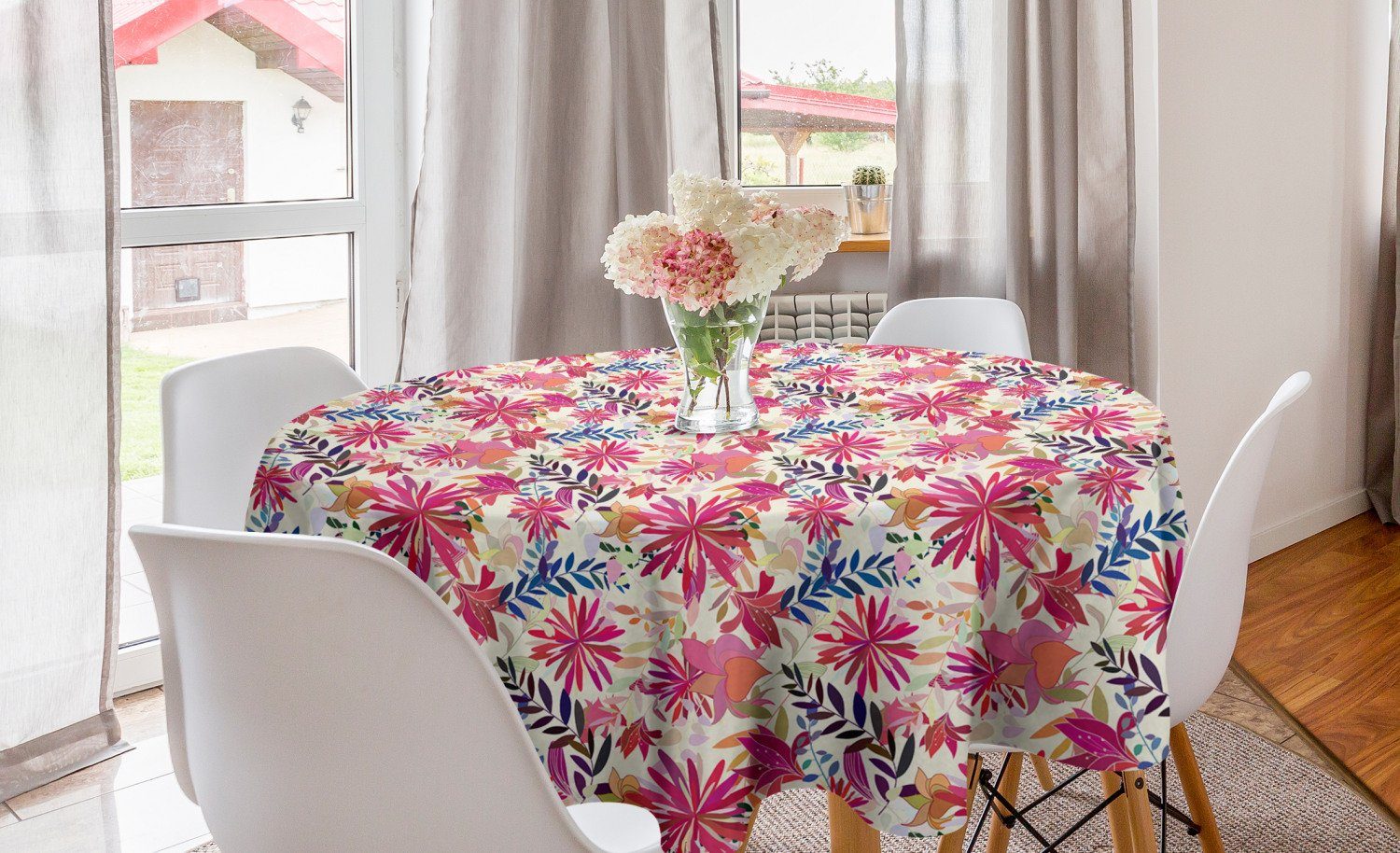 Abakuhaus Tischdecke Kreis Tischdecke Abdeckung für Esszimmer Küche Dekoration, Blumen Bunte Spitz Petals Kunst | Tischdecken