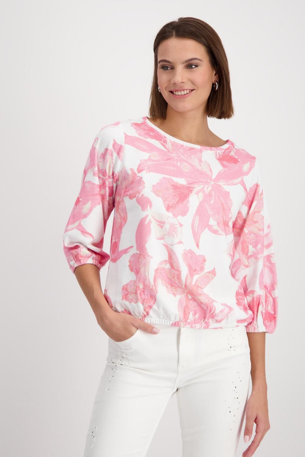 Monari T-Shirt Pullover, pink smoothie gemustert