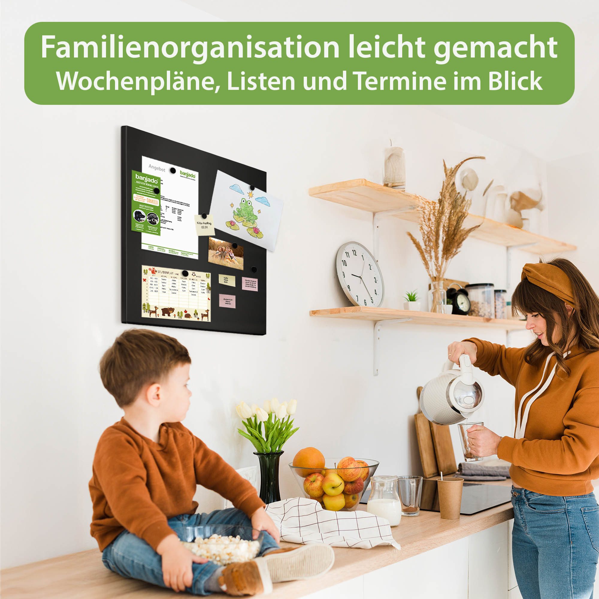 banjado Magnettafel aus Metall 50x50cm in weiß oder schwarz