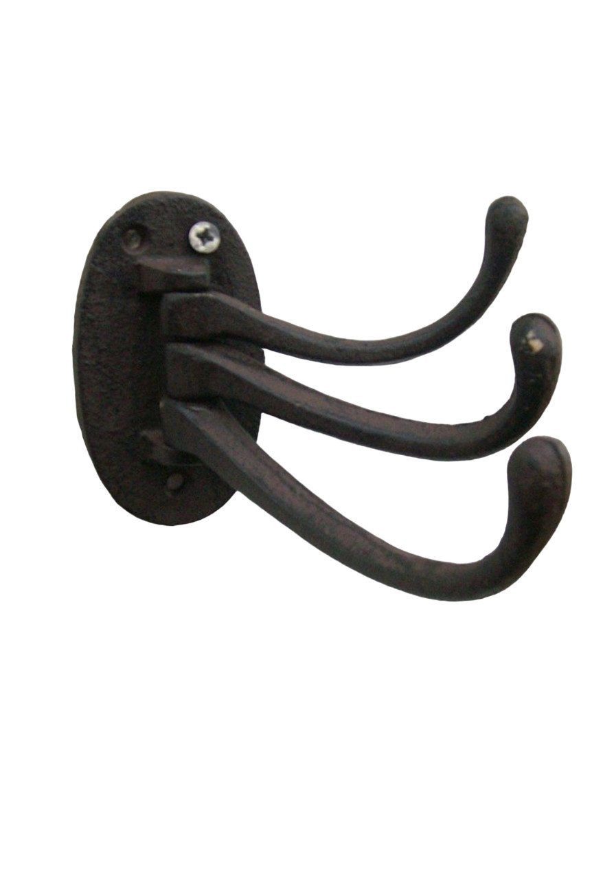 Deko-Impression Wandhaken Dreifachhaken, Wandhaken, schwenkbar drehbar, Gusseisen braun Landhaus, (1-St)