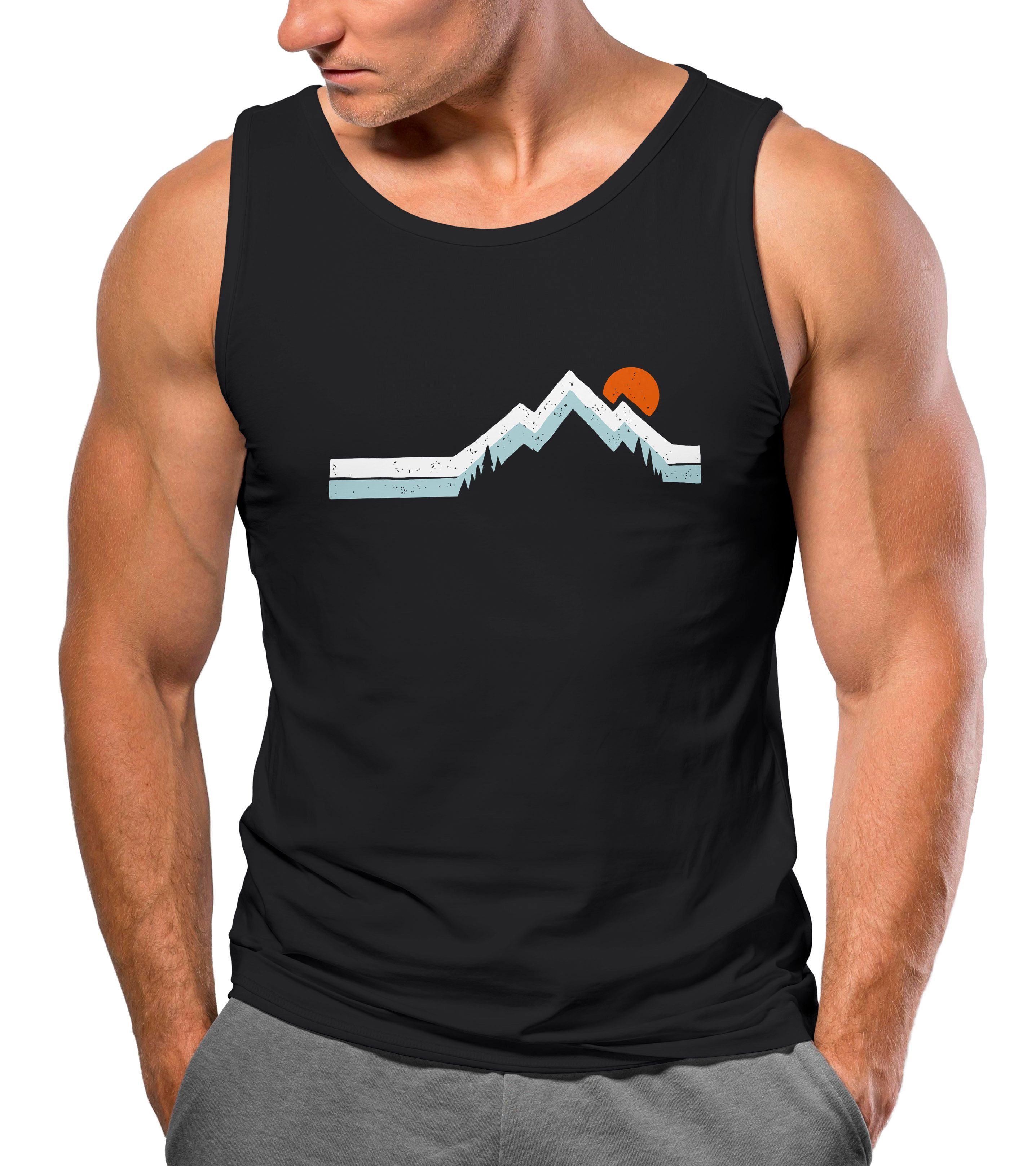Neverless Tanktop Herren Tank-Top Berg Wandern Natur Outdoor Aufdruck Print Muskelshirt mit Print