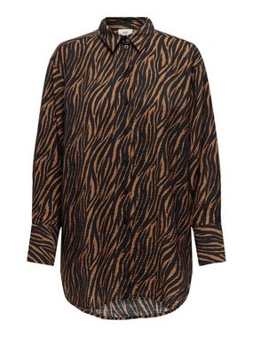 JACQUELINE de YONG Blusenshirt Lange Hemd Bluse Animal Print Shirt JDYBARBARA 6207 in Braun