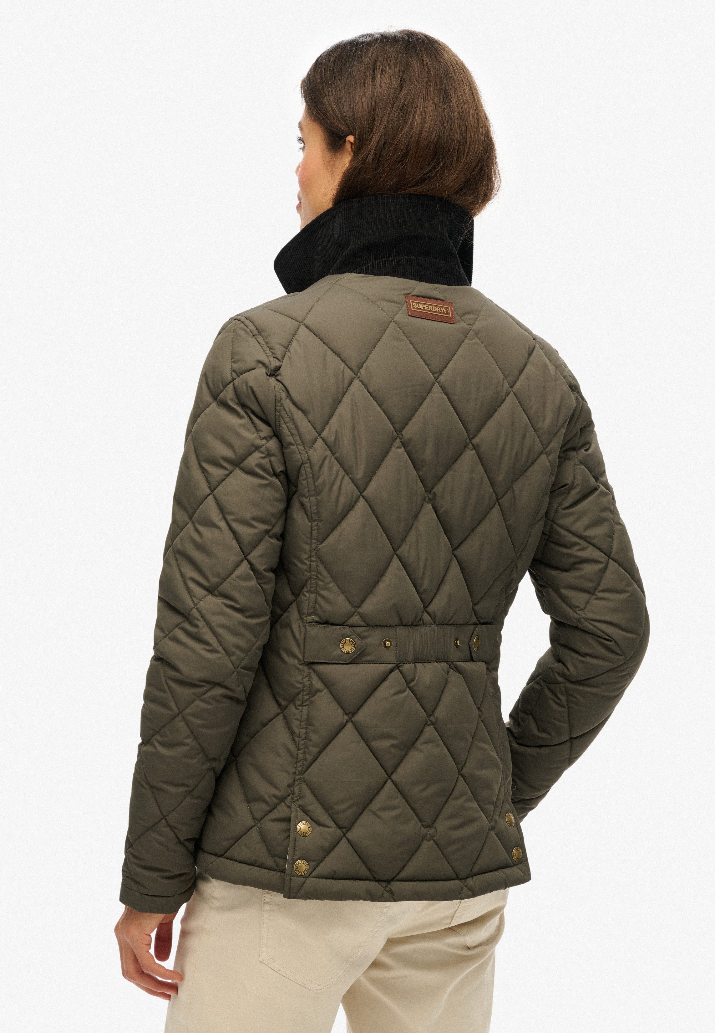 Superdry Steppjacke CORD TRIMMED LINER JACKET Slim Fit, mit Blusenkragen, aus Polyester