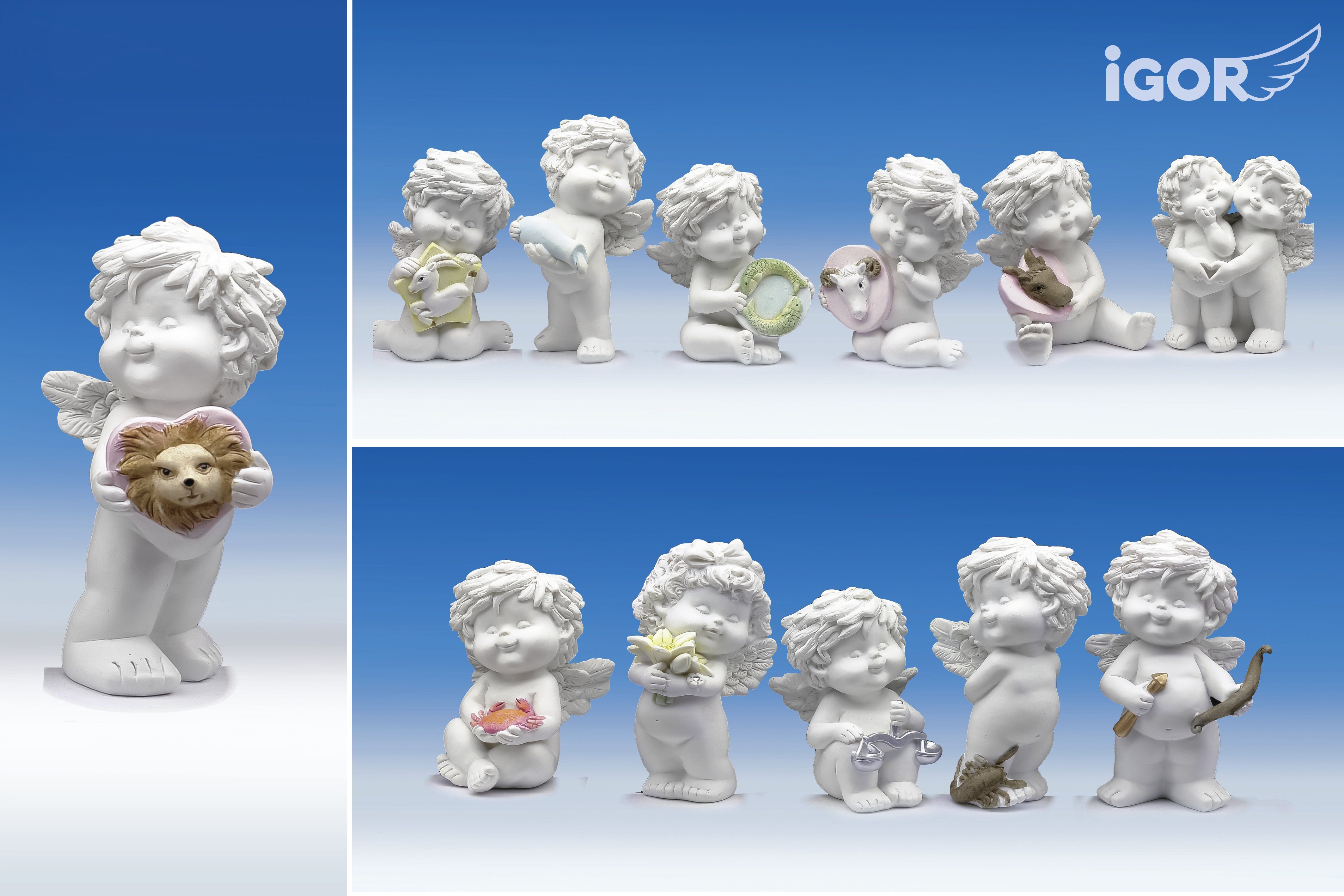 Small-Preis Engelfigur Engel Igor Horoskop Sternzeichen Engel weiß coloriert - 82400