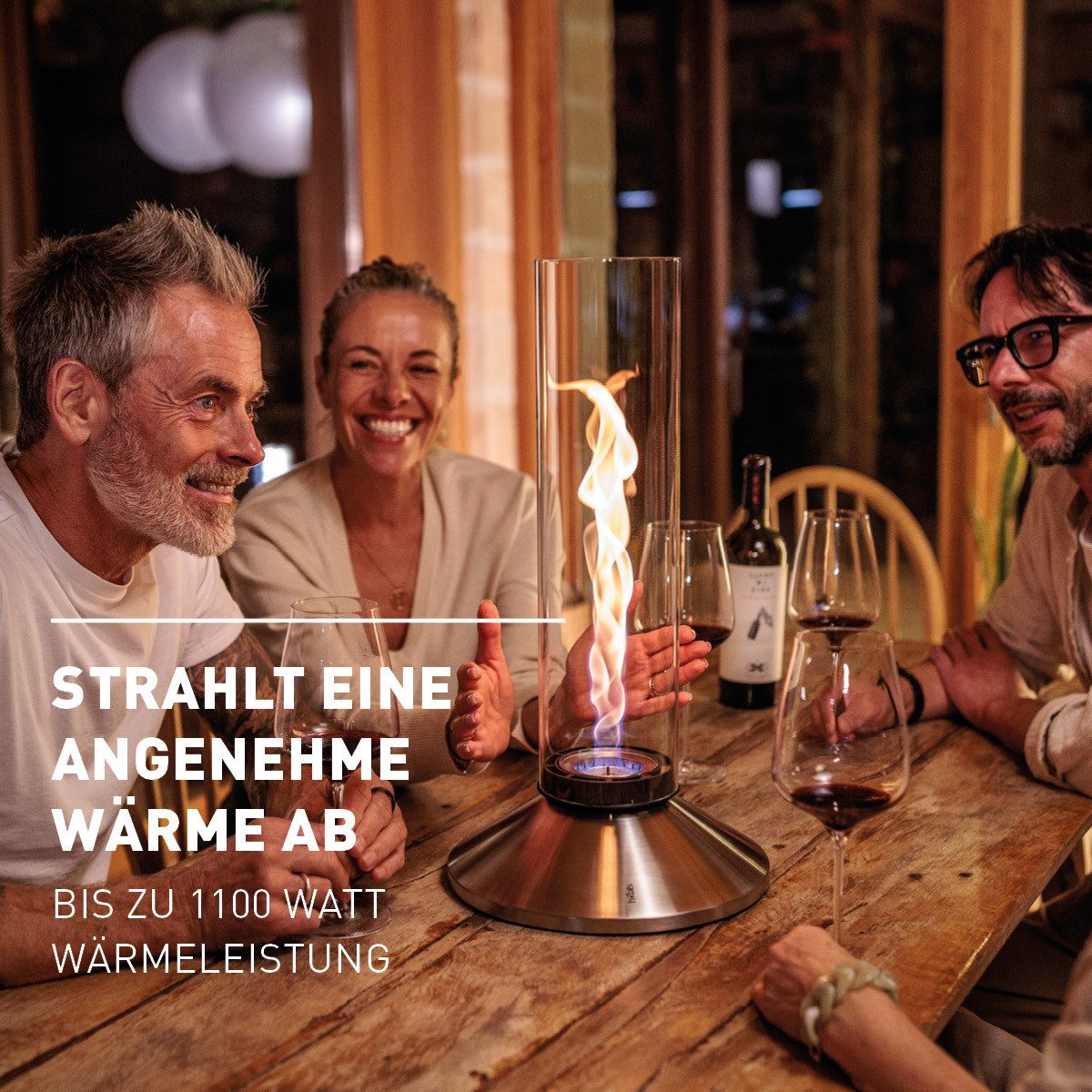 höfats Tischfeuer SPIN X (Packung, rauchfreie Tischfeuerstelle für Indoor und Outdoor), Feuerschale mit Flammenwirbel für Tischdeko, wärmende Feuersäule