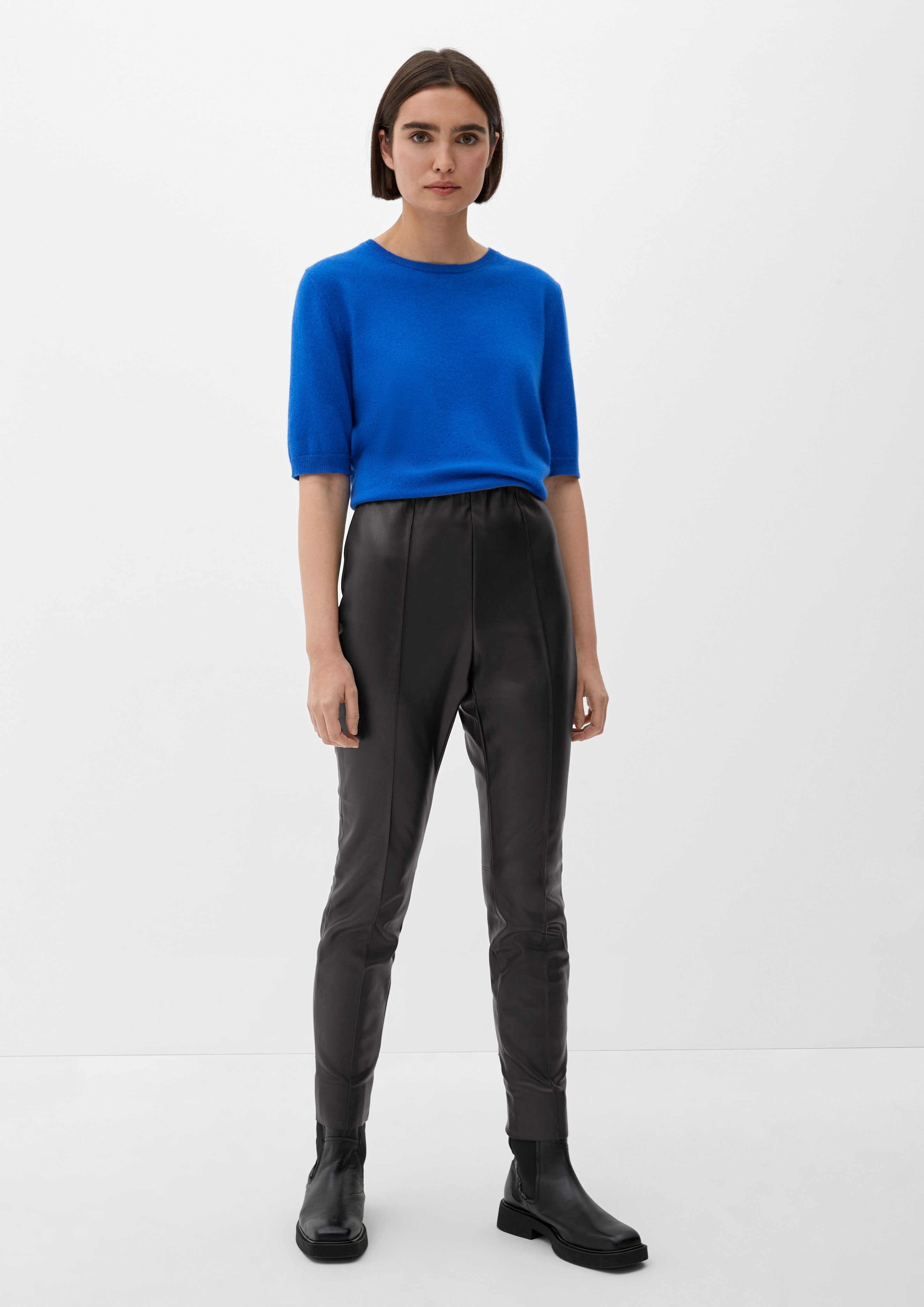 s.Oliver BLACK LABEL 7/8-Leggings Skinny: Leggings aus Lederimitat Biesen