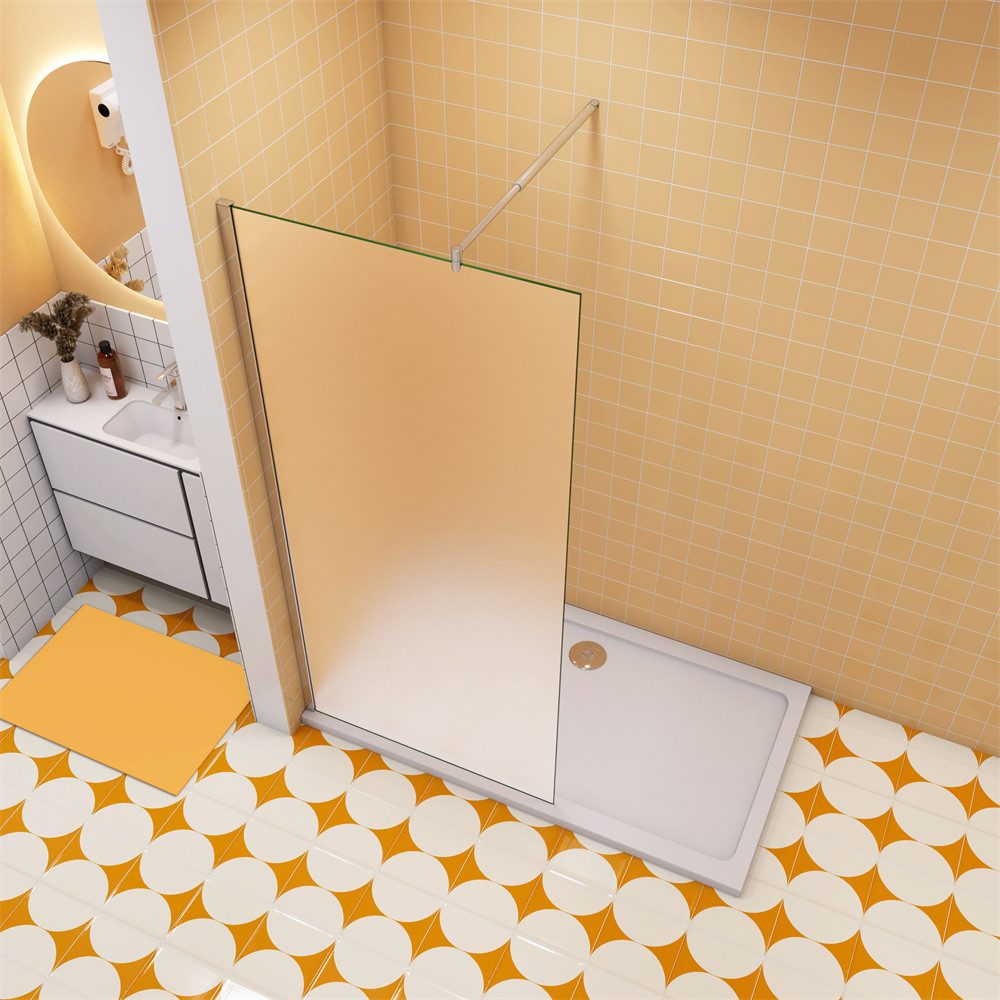 Duschparadies Duschwand 10mm Milchglas Glaswand Walkin mit günstig online kaufen