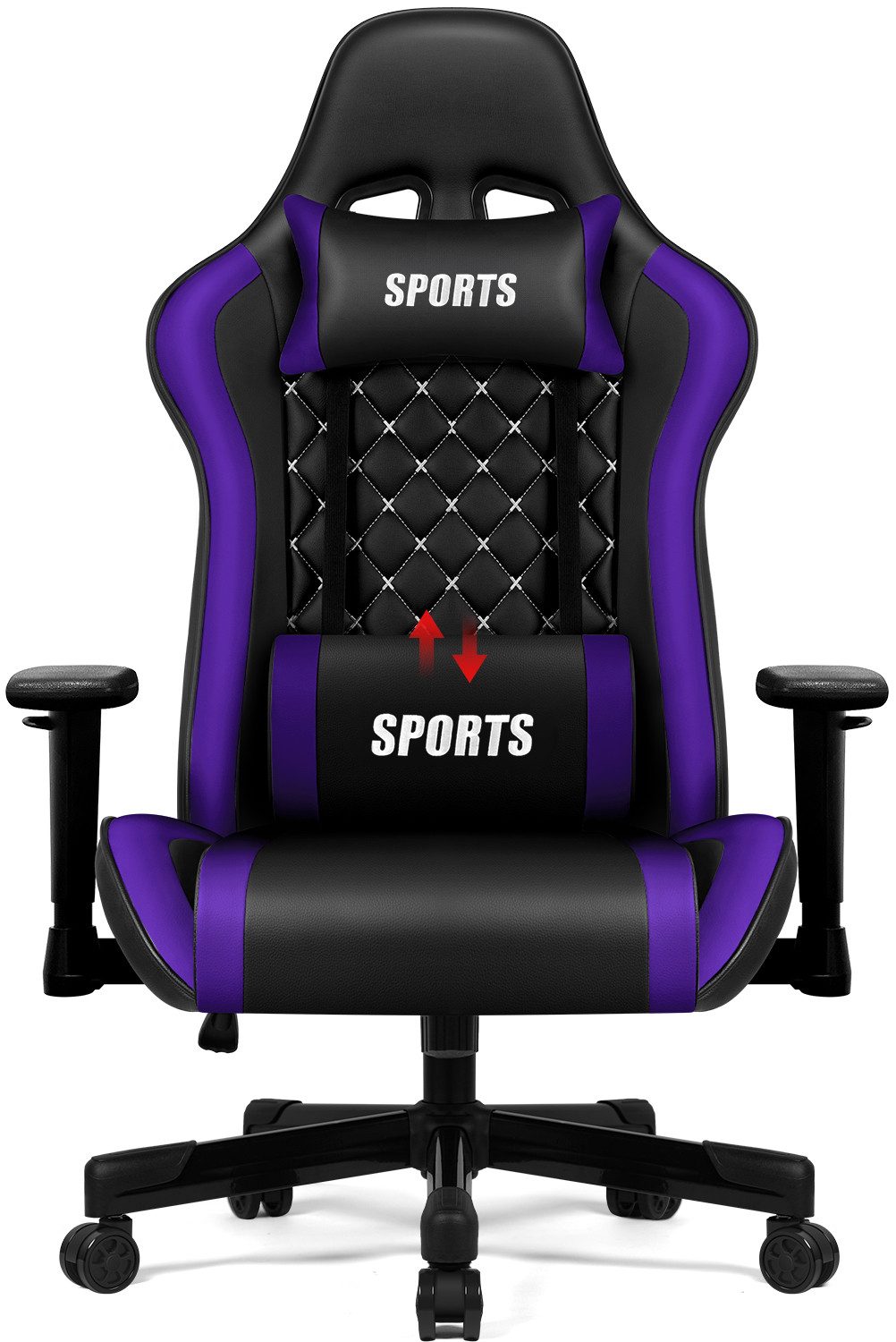 Adormii Gaming-Stuhl Ergonomischer Gaming Stuhl, Gaming Stuhl 150kg (Gaming Chair mit Ergonomischem Design, Lederstuhl, drehstuhl mit verstellbar Kopf-und Lendenkissen, Gamer Stuhl, Zocker Stuhl), Höhenverstellbar, Armlehnen verstellbar, Abriebfestiges Leder, 150KG