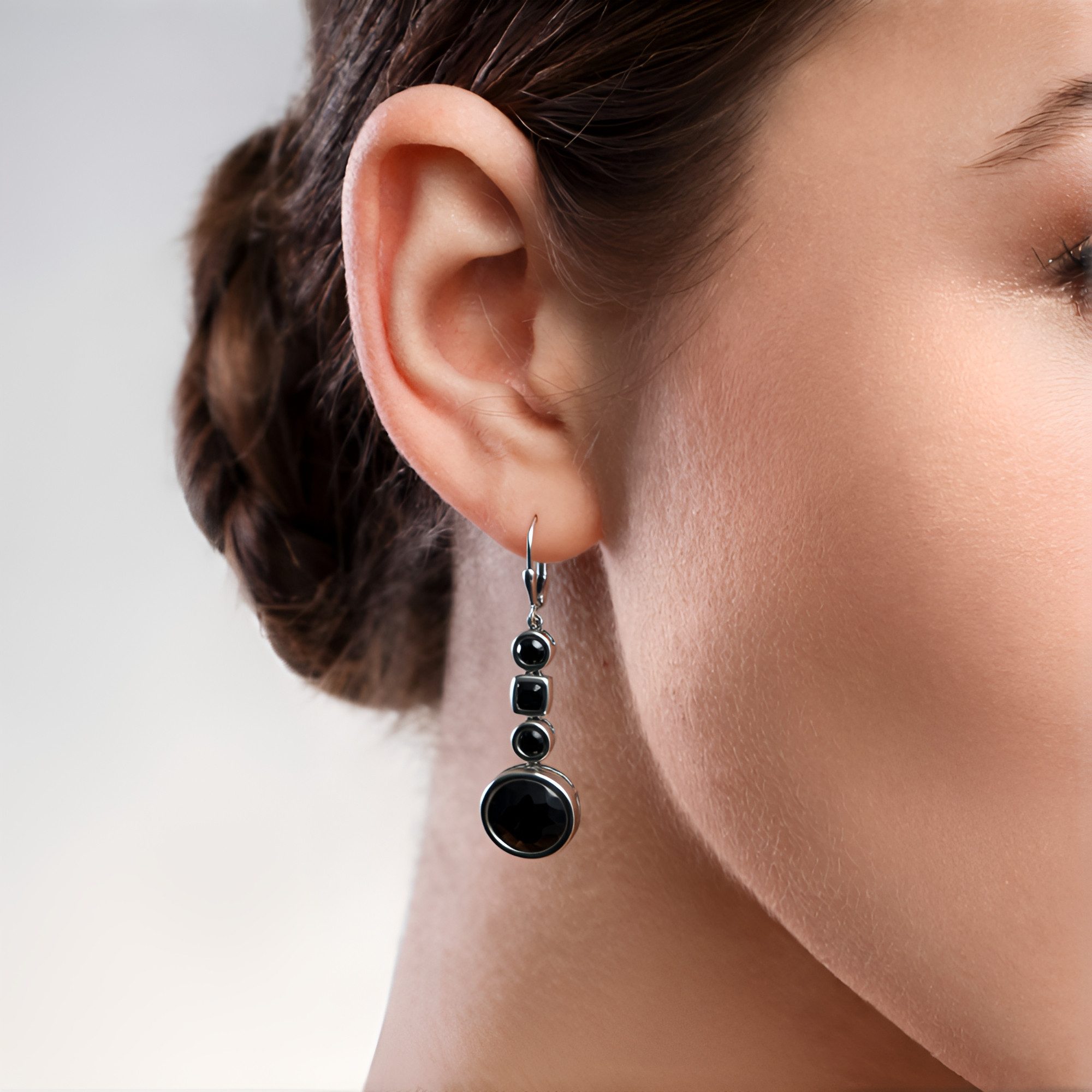 Cavill Ohrring-Set Schicke Silber-Ohrringe mit schwarzem Spinell (2-tlg)