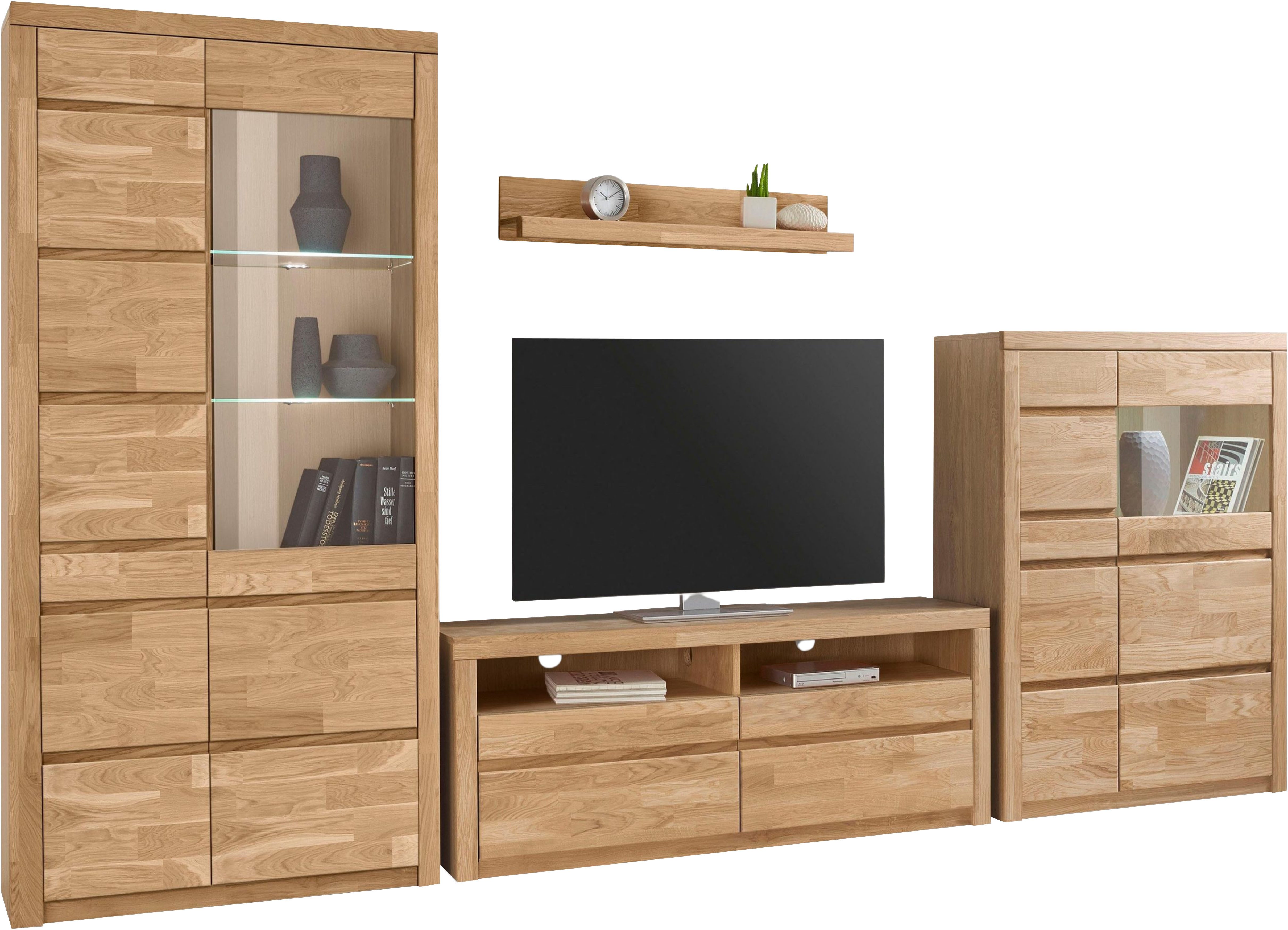 OTTO home Wohnwand Silkeborg, (Set, 4-St), teilmassives Holz