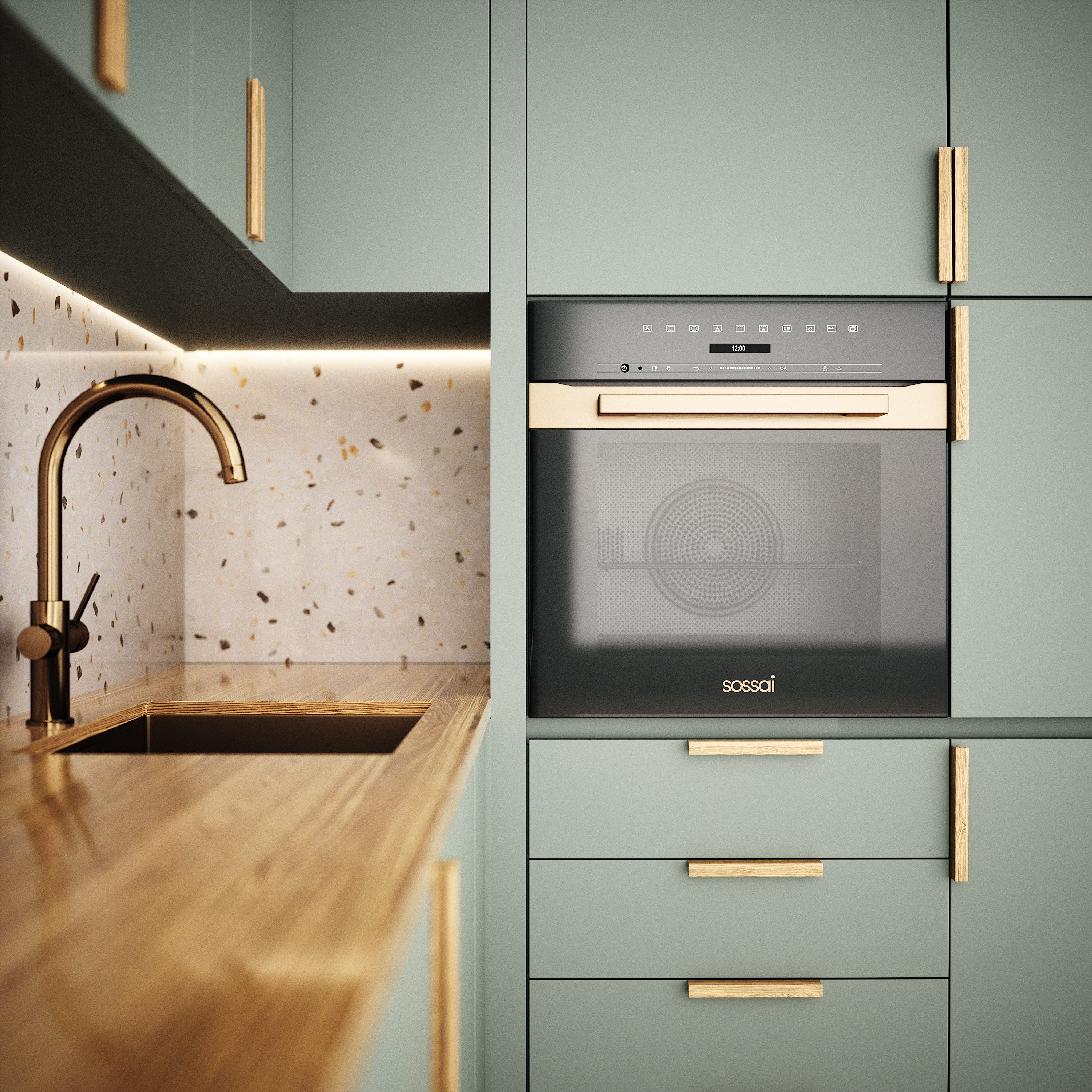 sossai® Möbelgriff Eichenholzgriff, GAH01 (2-St), Lochabstand 224mm