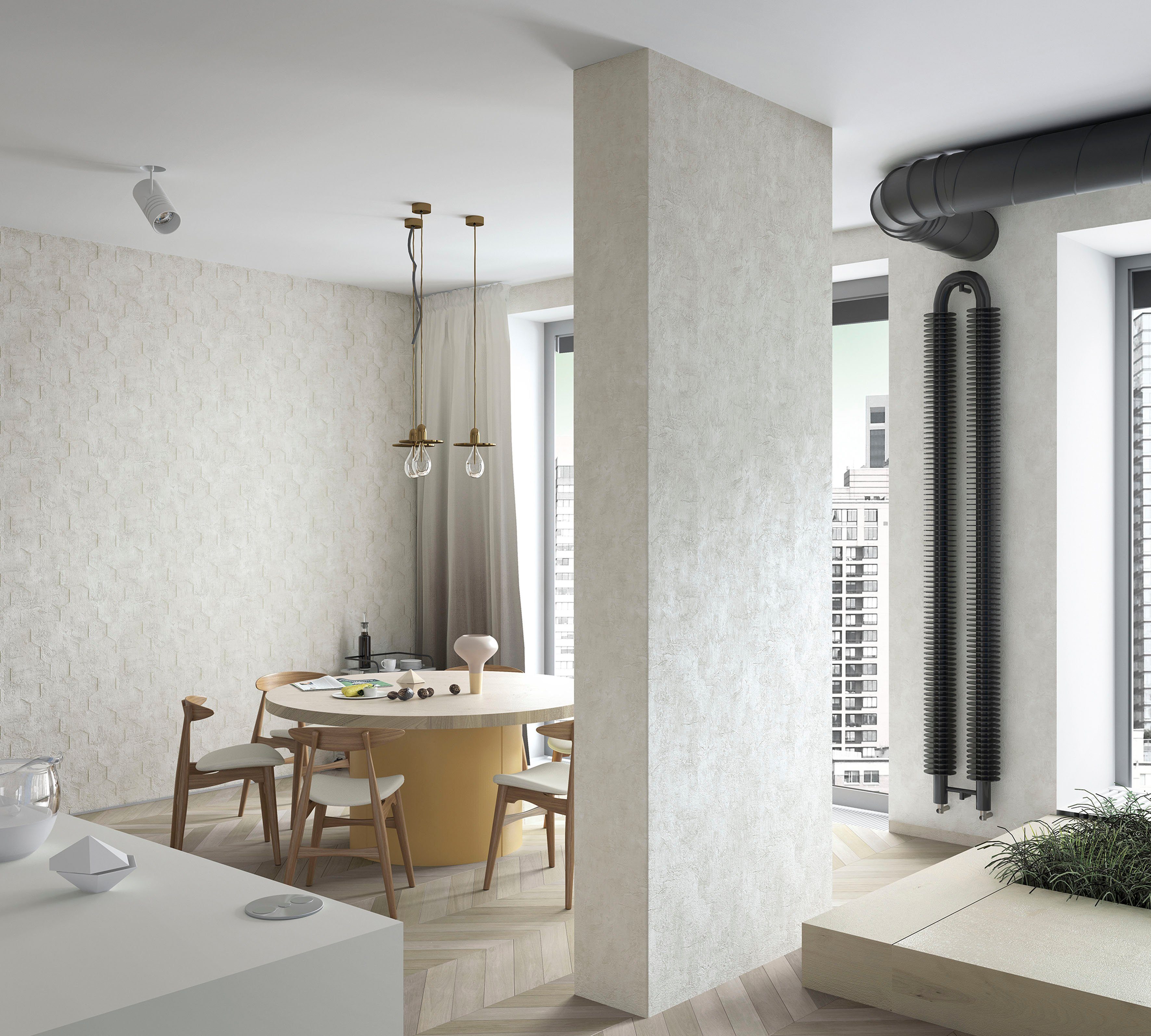 Hexagon, Vliestapete Schlafzimmer Küche Wohnzimmer beige matt, Marburg strukturiert, Vliestapete für moderne