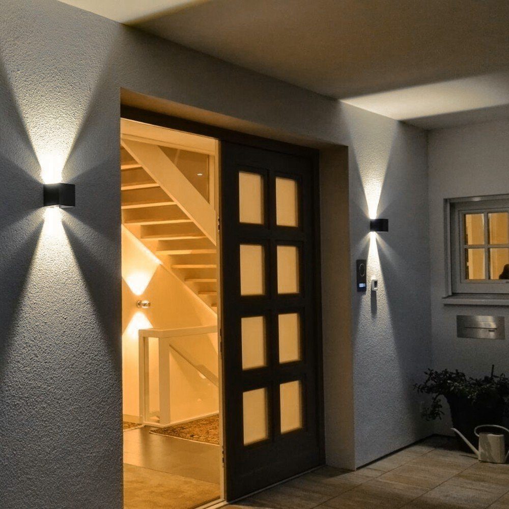 s.luce Wandleuchte LED Holz, Außenwandleuchte Ixa IP44 Warmweiß