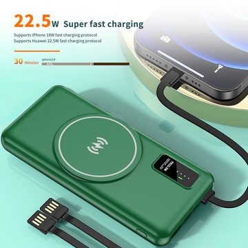 JOEAIS Wireless PowerBank 10000mAh Externe HandyAkkus Batterie USB Type C Powerbank, 3*Kabel 22.5W Ladegerät Kompatibel