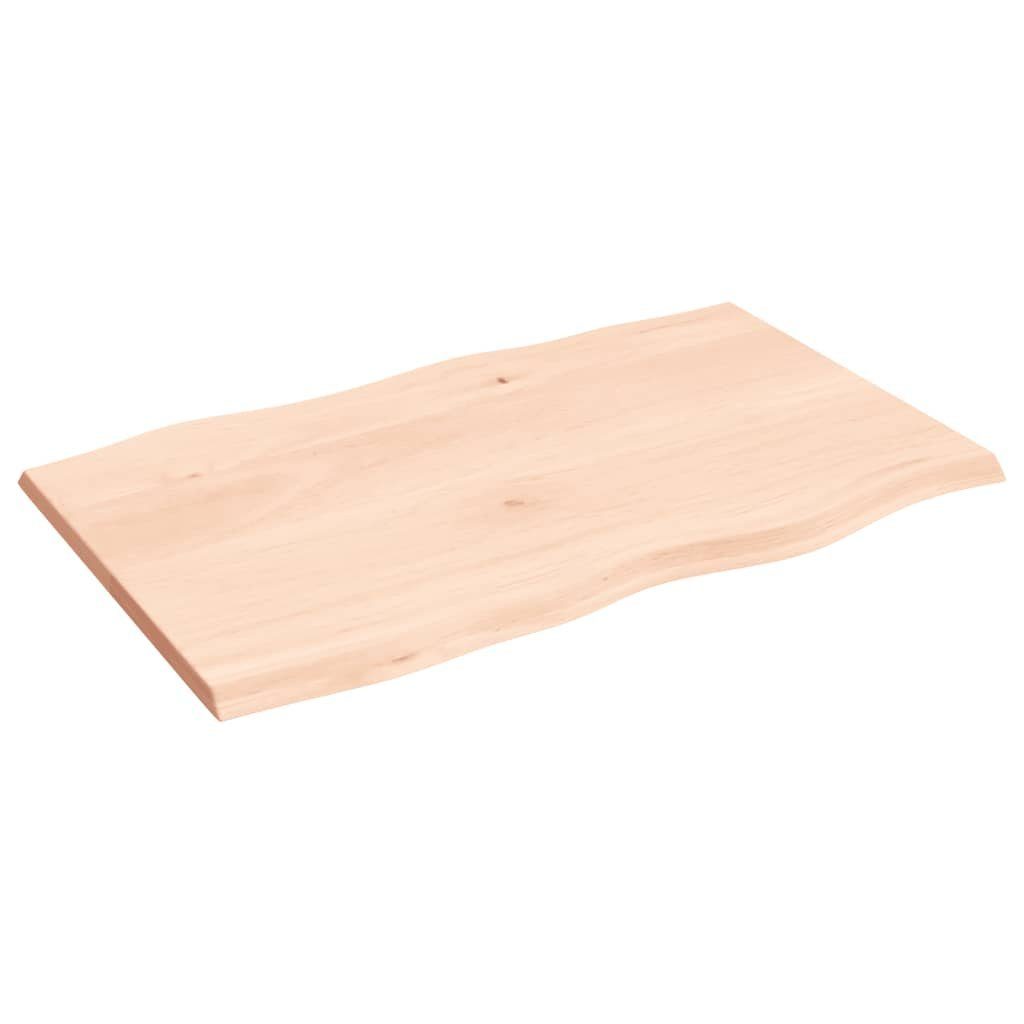 furnicato Tischplatte 80x50x2 cm Baumkante Eiche Unbehandelt (1 Massivholz St)