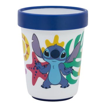 Disney Kindergeschirr-Set Disney Stitch Kinder Geschirr-Set 3 teilig (3-tlg), 1 Personen, Kunststoff, antirutsch Becher Teller Schüssel