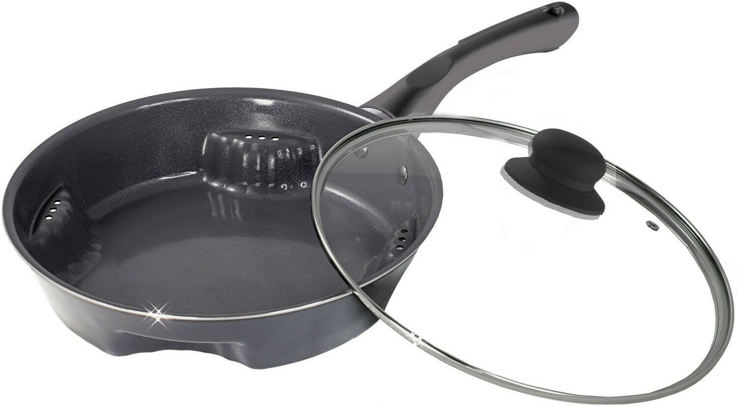 TELESHOP Bratpfanne Bratpfanne Ceraflon Airfry Pan Titan, Edelstahl (Keramik 1tlg 28cm auch Induktion), Fettfreies braten