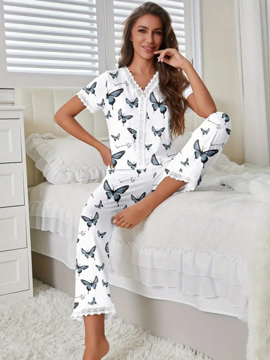 Elegant Love Pyjama Schlafanzug für Damen – gemütliche Loungewear mit Blume günstig online kaufen