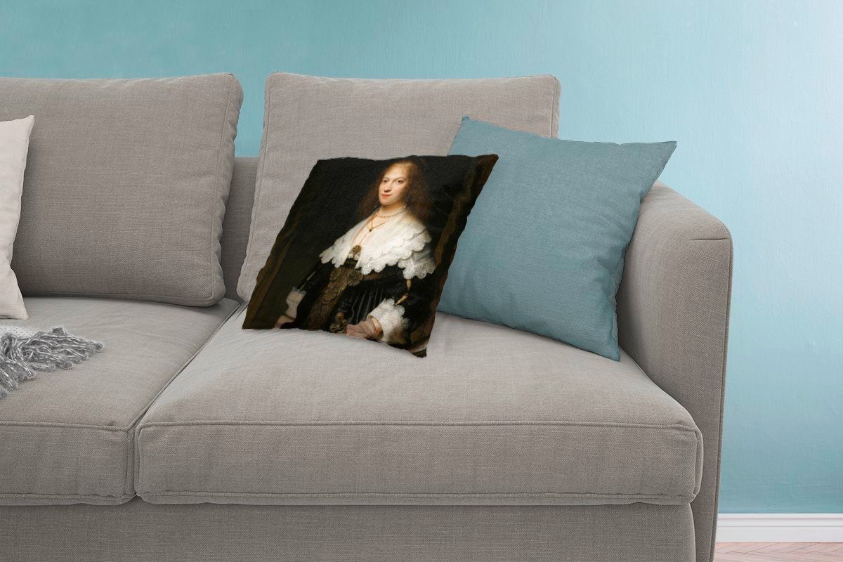 Gemälde von Deko, einer Frau, Wohzimmer, Sofakissen Trip Maria MuchoWow Füllung möglicherweise - Dekokissen Zierkissen Porträt für Schlafzimmer, Rembrandt, mit