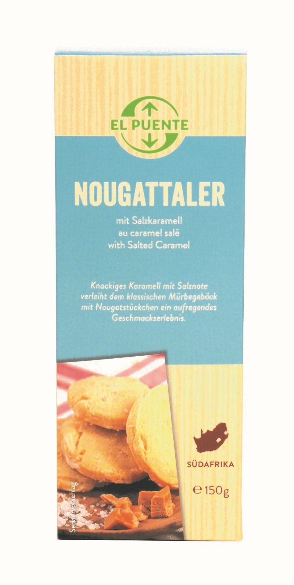 El Puente Knabberei Nougattaler - Mürbekekse mit Nougat & Salzkaramell, Fair Trade, Handmade
