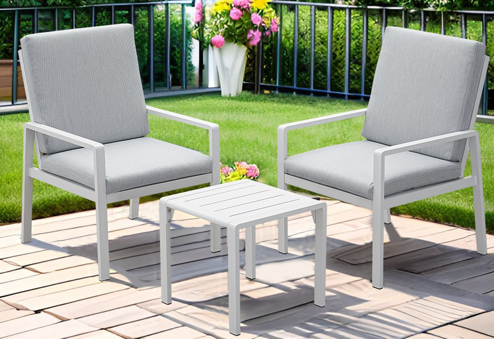 MeXo Gartenlounge-Set Alu Gartenmöbel-Sets, (Aluminium-Gartenlounge, 3-tlg. günstig online kaufen