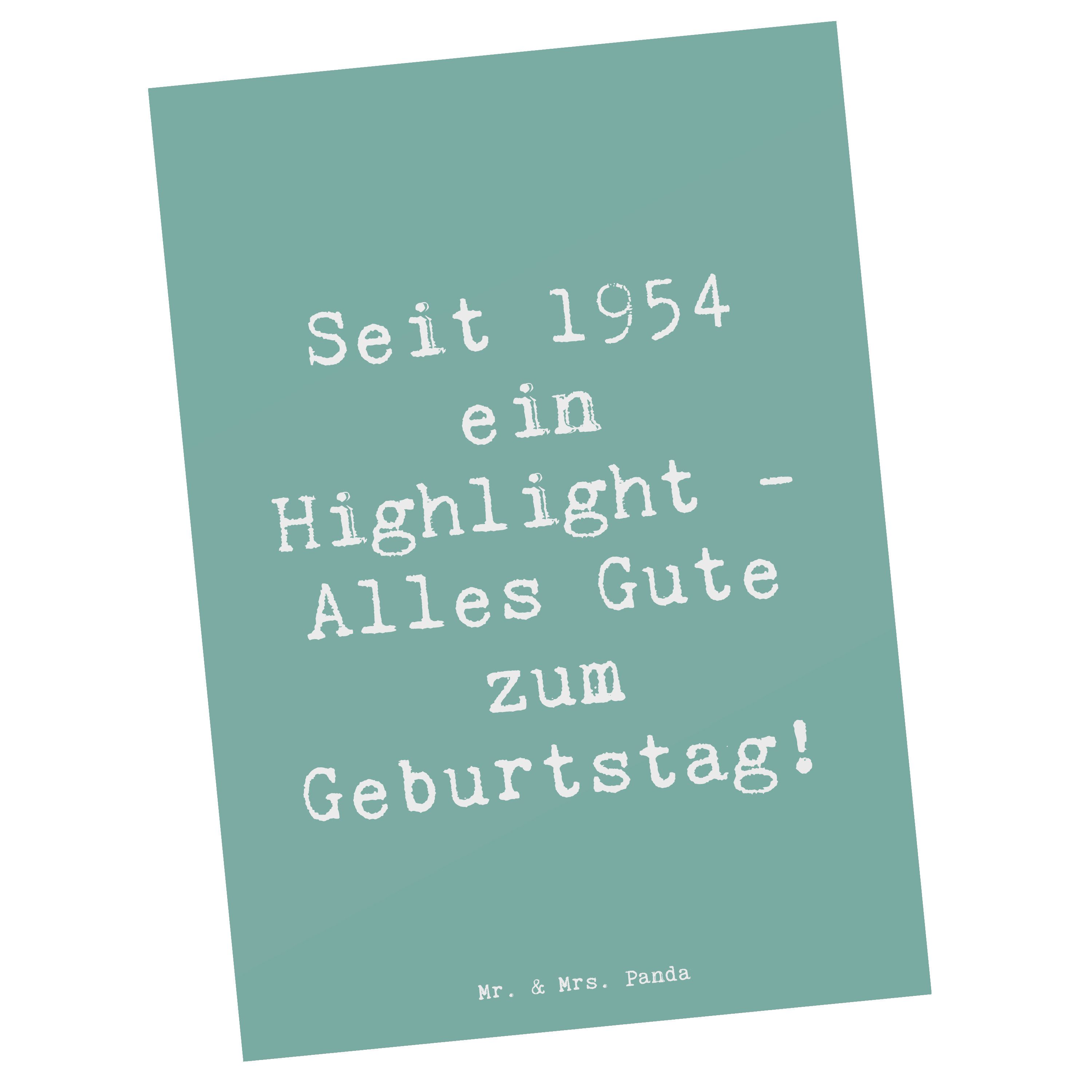 Mr. & Mrs. Panda Postkarte Spruch 1954 Geburtstag, Postkarte, Meeresbrise, nostalgischer Geburts