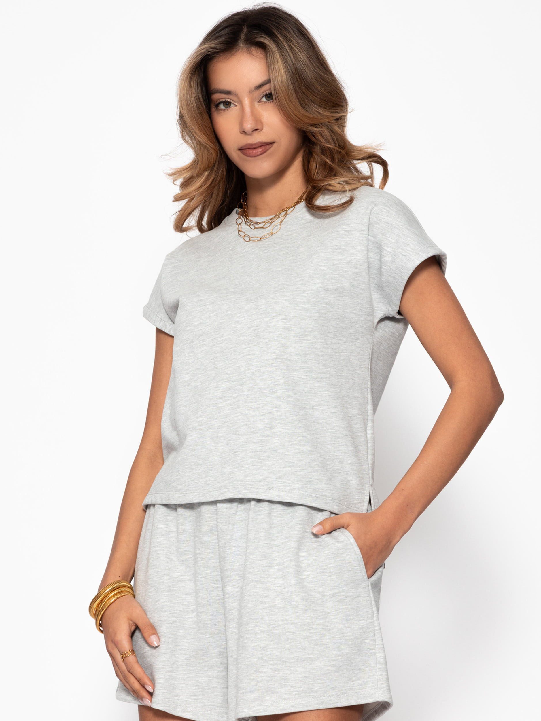 SASSYCLASSY T-Shirt Kurzarm Sweatshirt Damen mit Rückendetail T-Shirt mit R günstig online kaufen