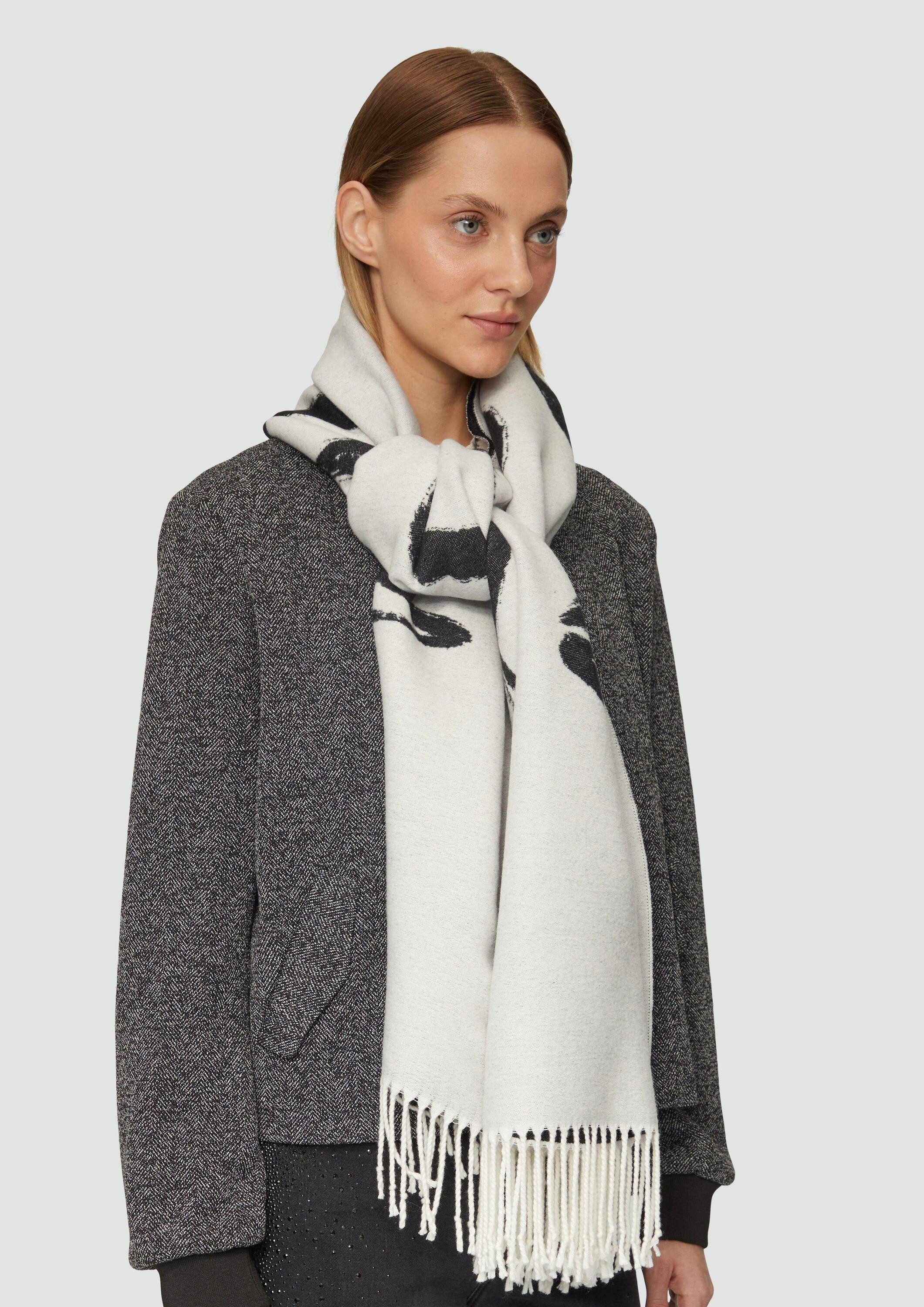 s.Oliver Schal Tuch, Weicher Jacquard-Schal mit Fransen günstig online kaufen