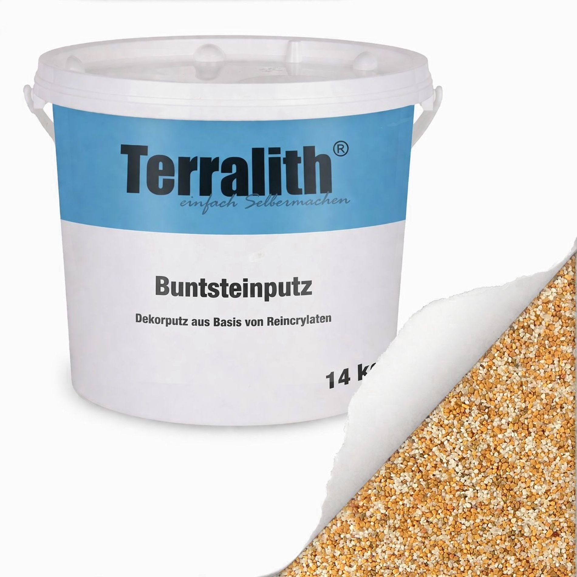 Terralith® Kunstharzputz Buntsteinputz Mosaikputz 2mm -14 kg- BSP17 (Eimer, Verarbeitungsfertig) Dekorationsputz aus Marmor-Granulat bzw. eingefärbter Körnung