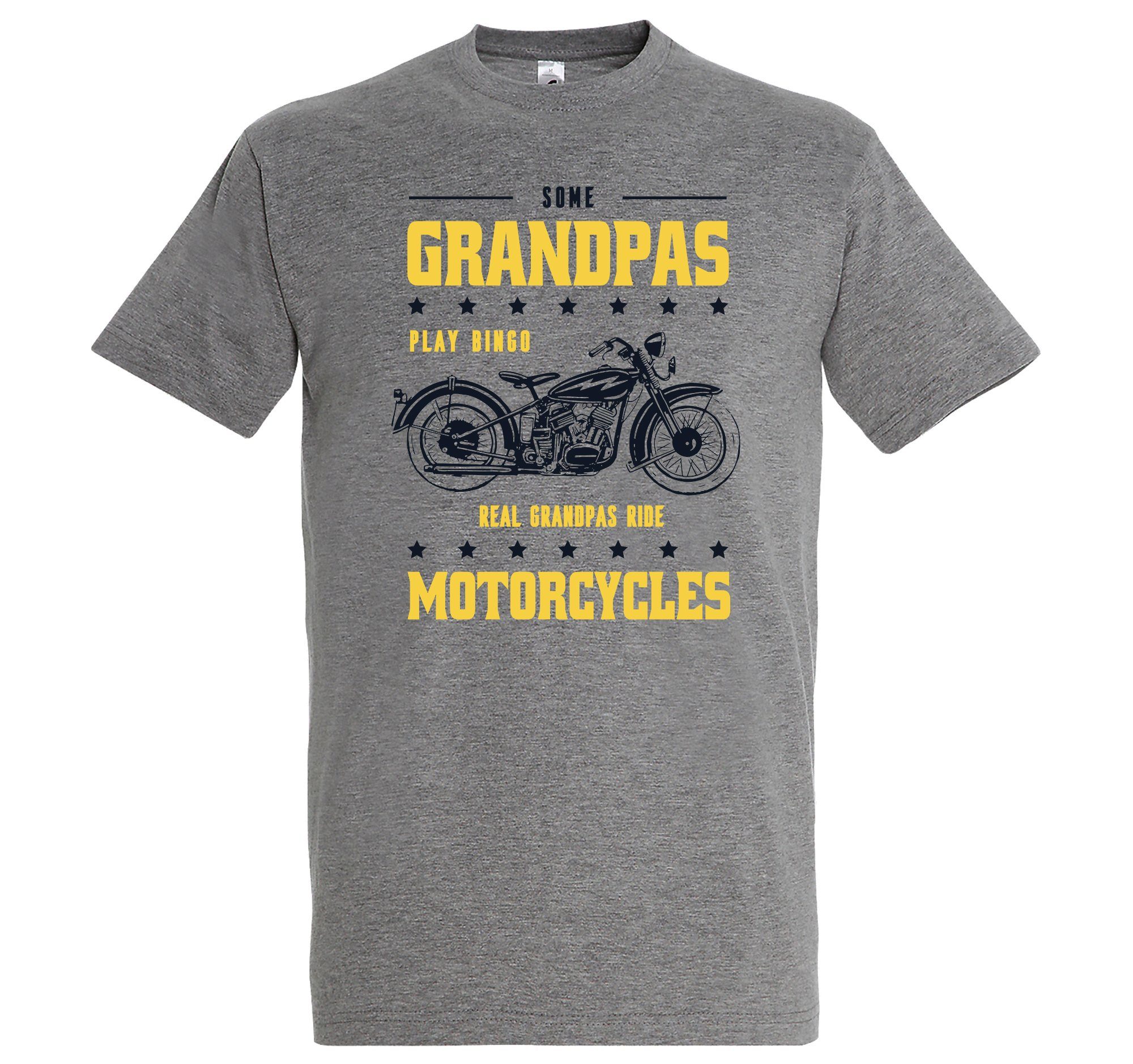 Youth Designz T-Shirt "Real Grandpas Herren Shirt Motorcycles" Grau Ride mit trendigem Frontprint