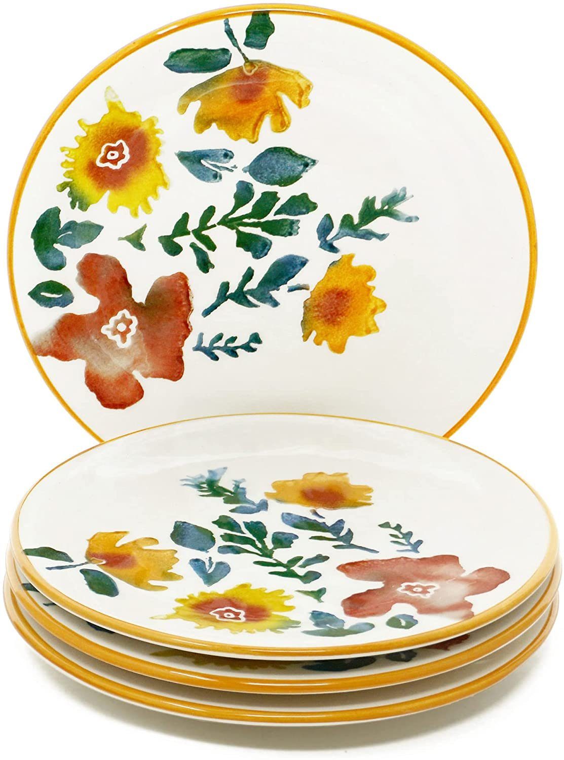 Lashuma Teller Blütenfest, (4 St), Essteller Ø 19 cm, Kuchenteller im Keramik Set