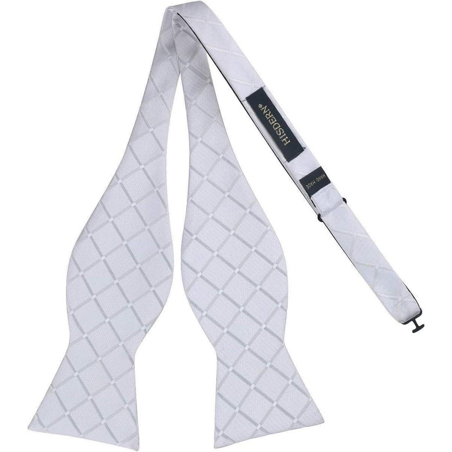 LuxusKollektion Krawatte Fliege Herren Einstellbar Einstecktuch Set Weiß-1 Einheitsgröße