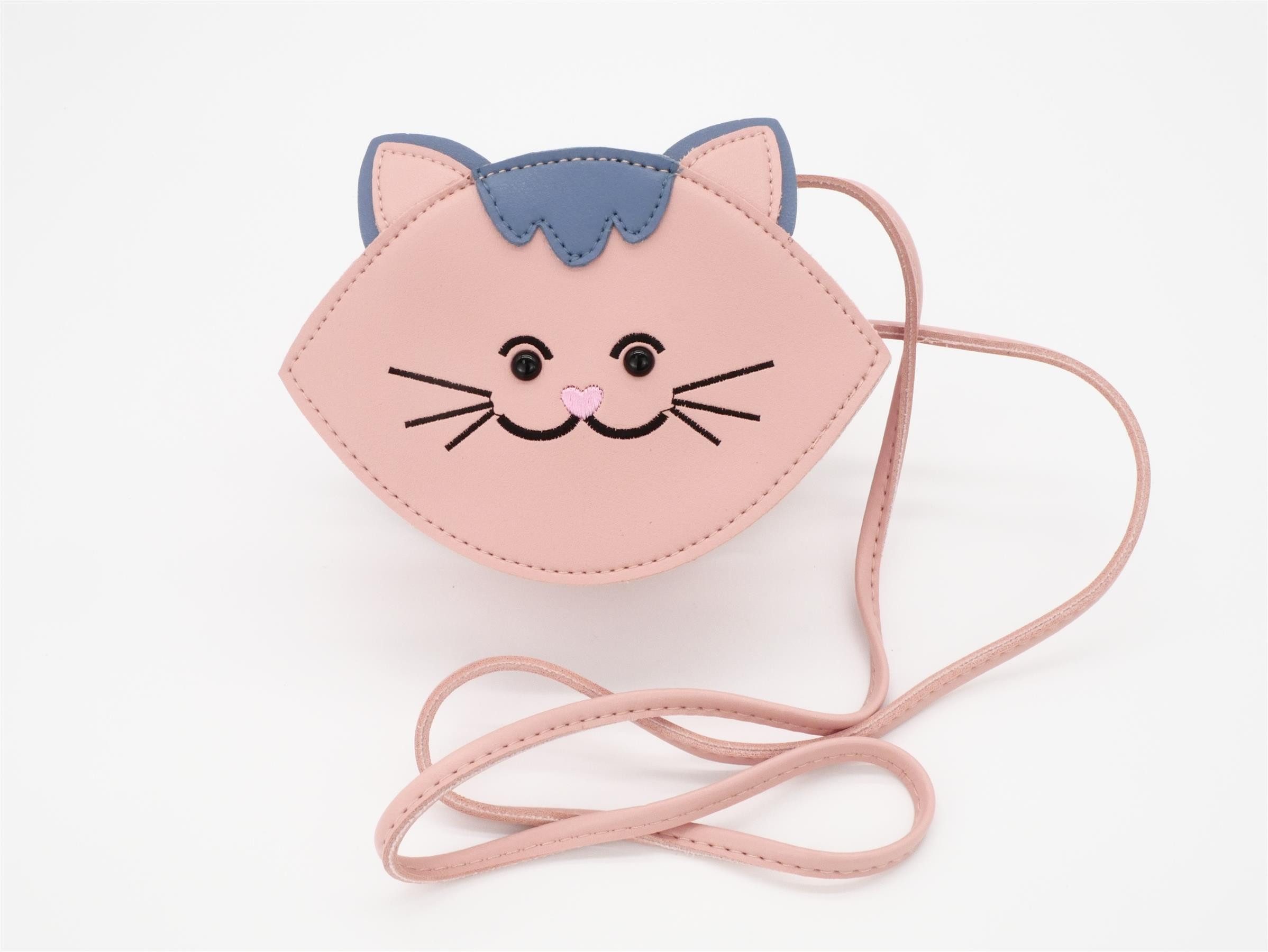 GlücksNugget Kindergartentasche Rosa Tasche Katze oval – kleine Umhängetasche für Kinder